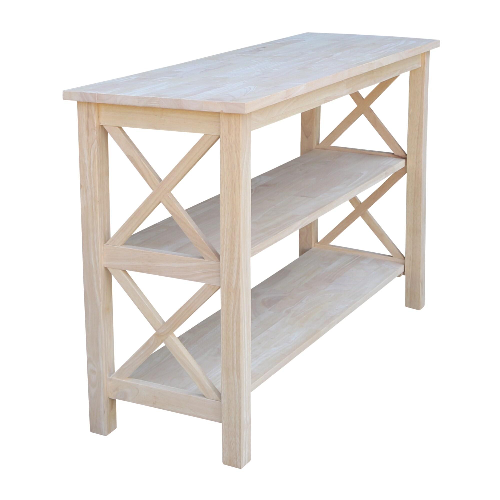 Hampton Console Table Beige - International Concepts: Solid Wood, Parawood, Rectangle, Fixed Shelf