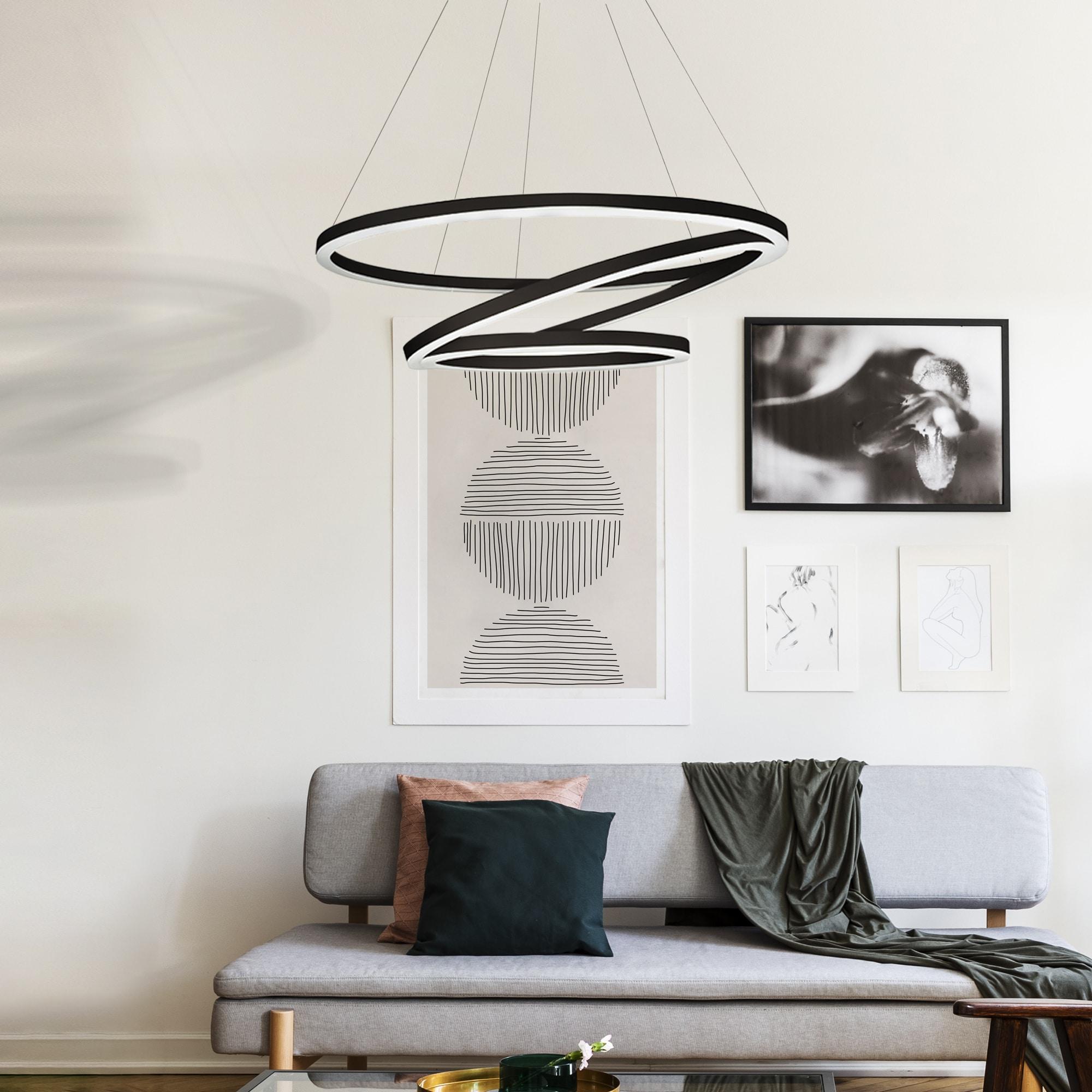 VONN Lighting Tania Trio 32-in Integrated LED Ring Pendant Height Adjustable ETL Certified Circular Chandelier