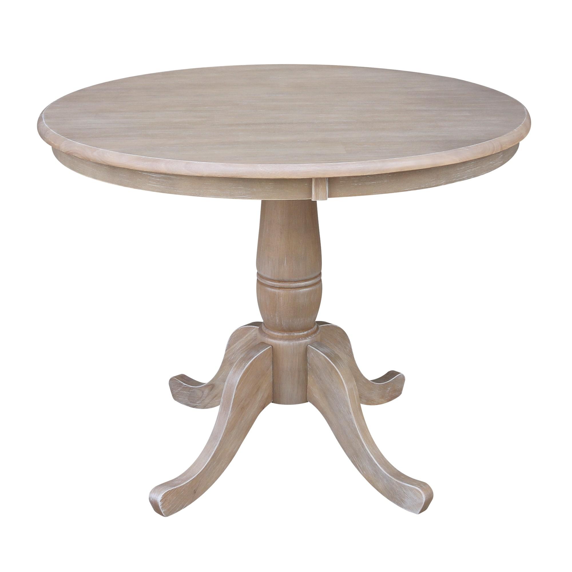 36"x36" Round Pedestal Dining Table Washed Gray Taupe - International Concepts