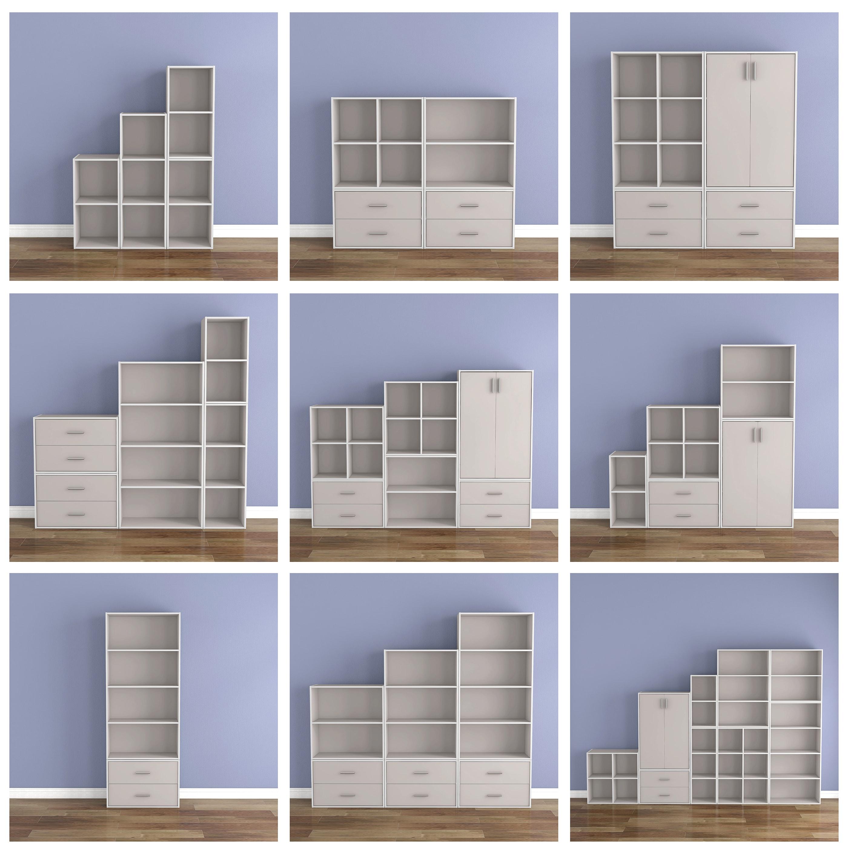 24/7 Shop At Home 35.27" Silkpath Modern 3 Cube Stackable and Modular Bookcase Greige