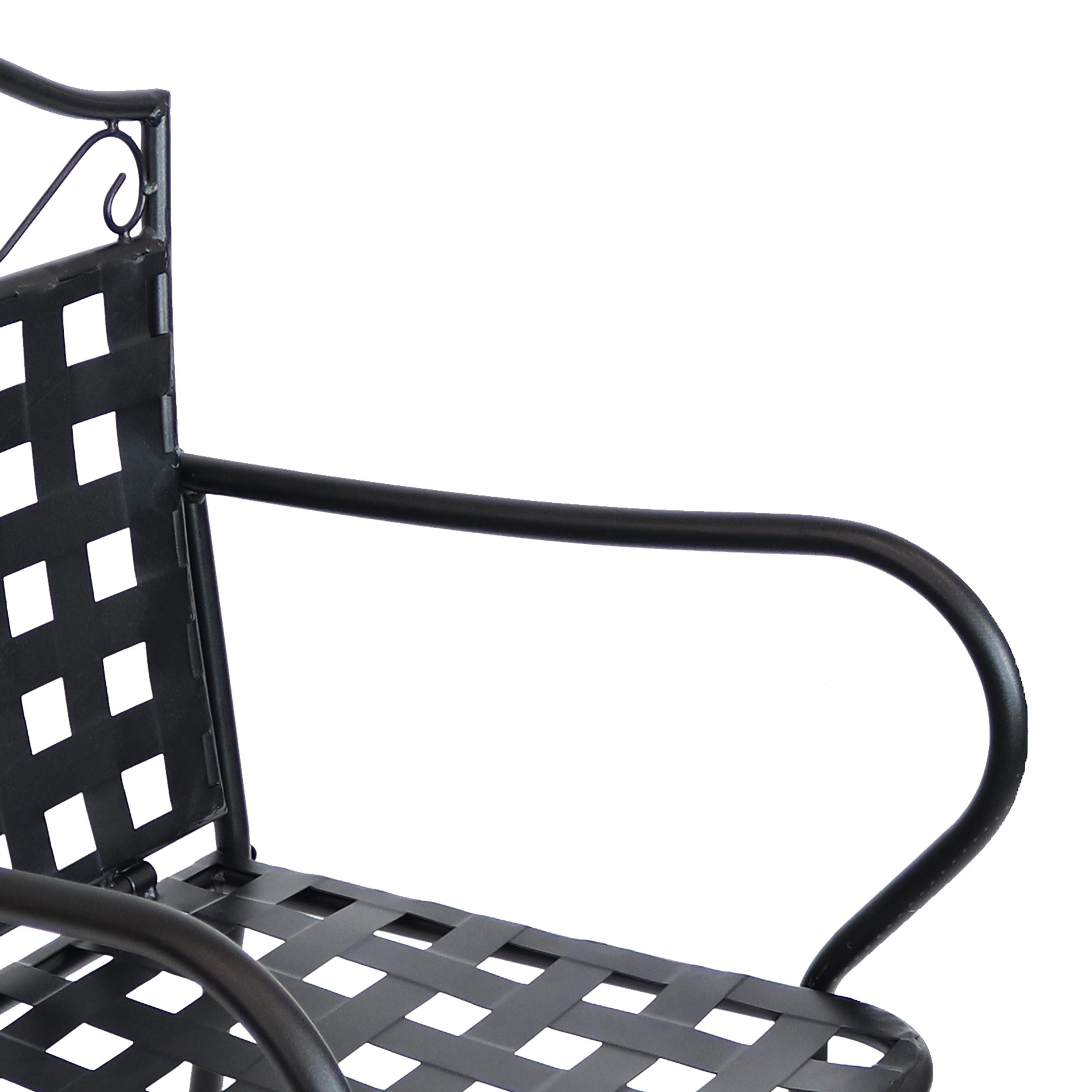 Sunnydaze Outdoor Scrolling Wrought Iron Bar Chair and Table Set - Black