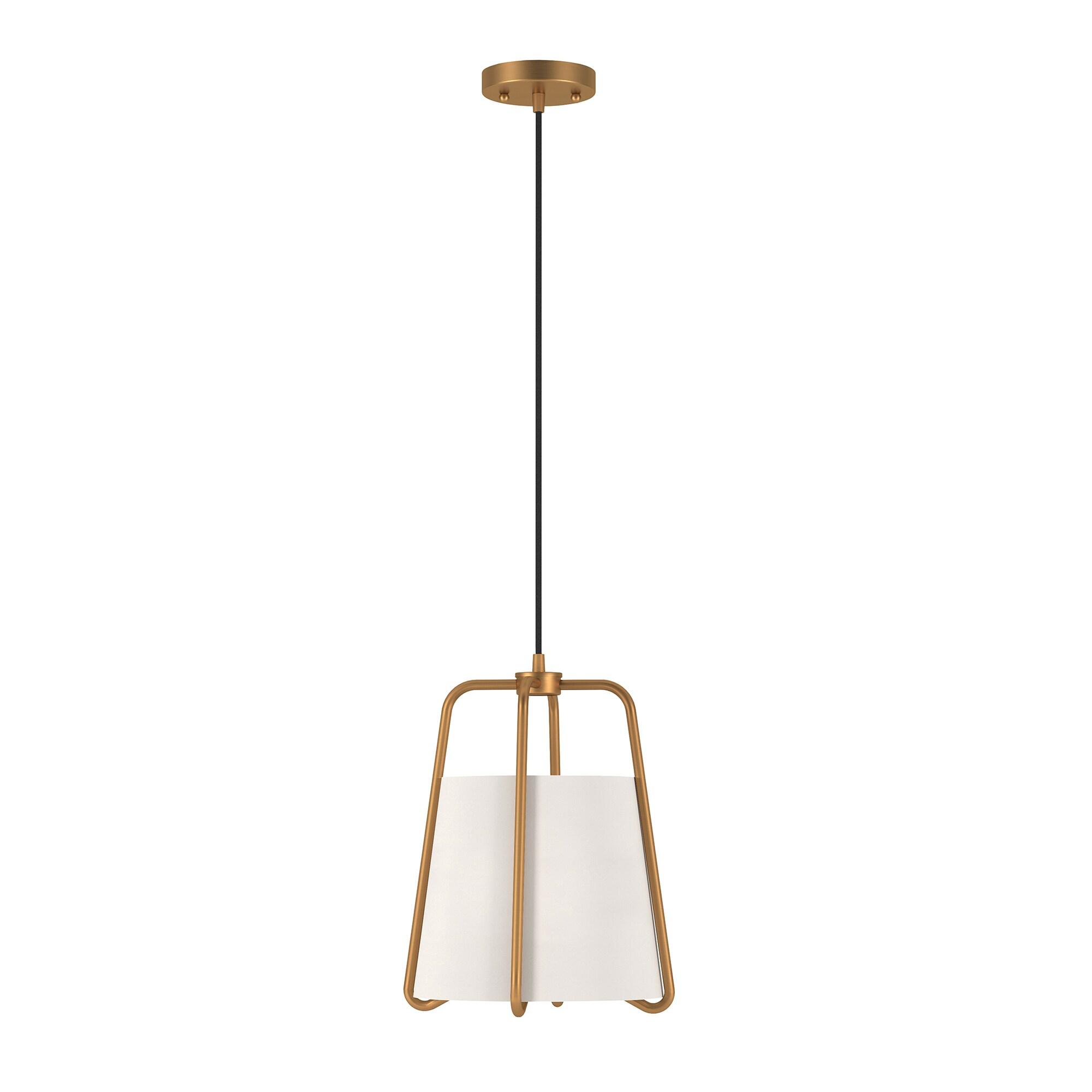 Evelyn&Zoe Mid-Century Modern Fabric and Metal Pendant