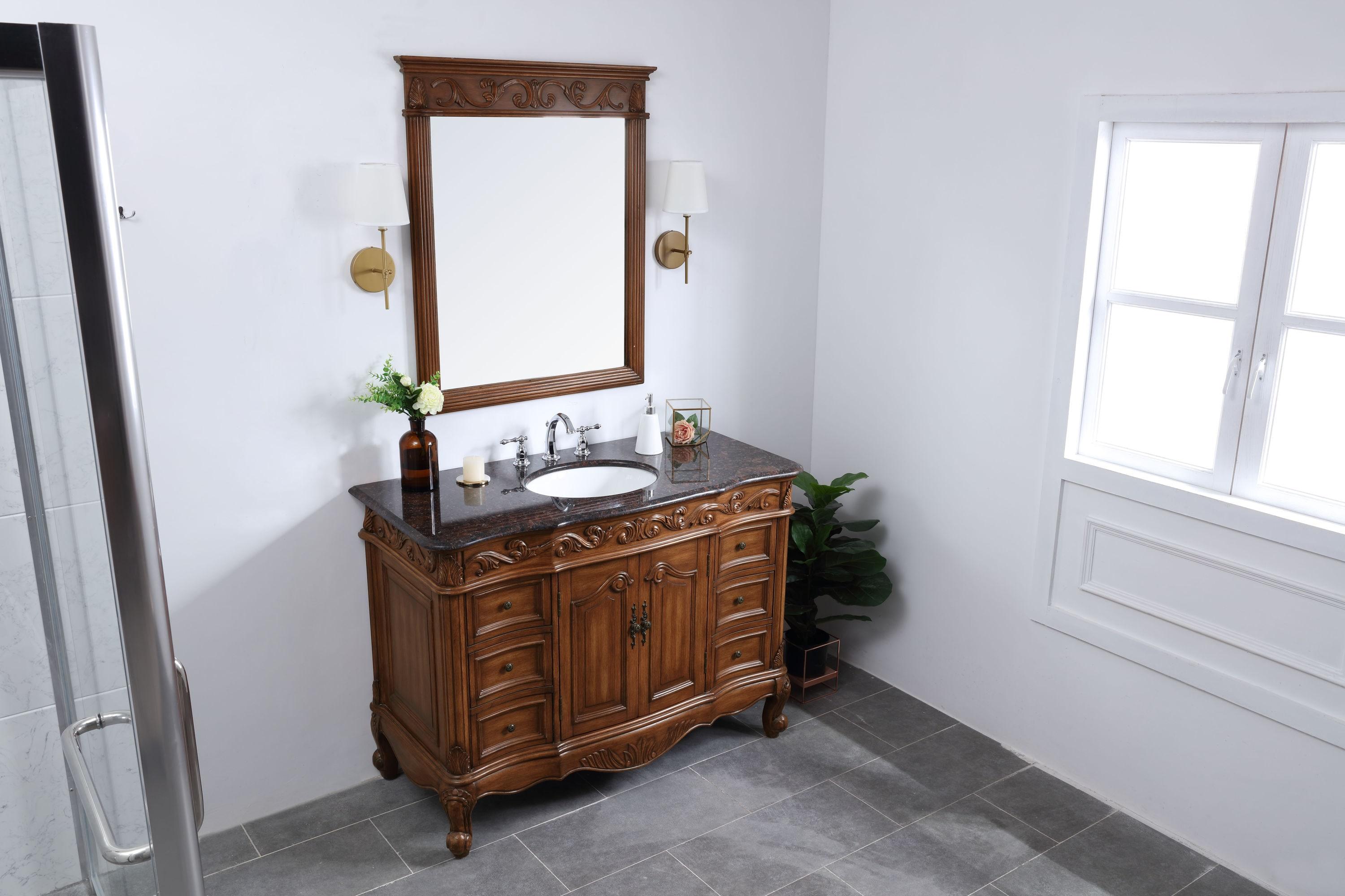 Elegant Decor Oakland 48" Single Marble Top Bathroom Vanity in Teak