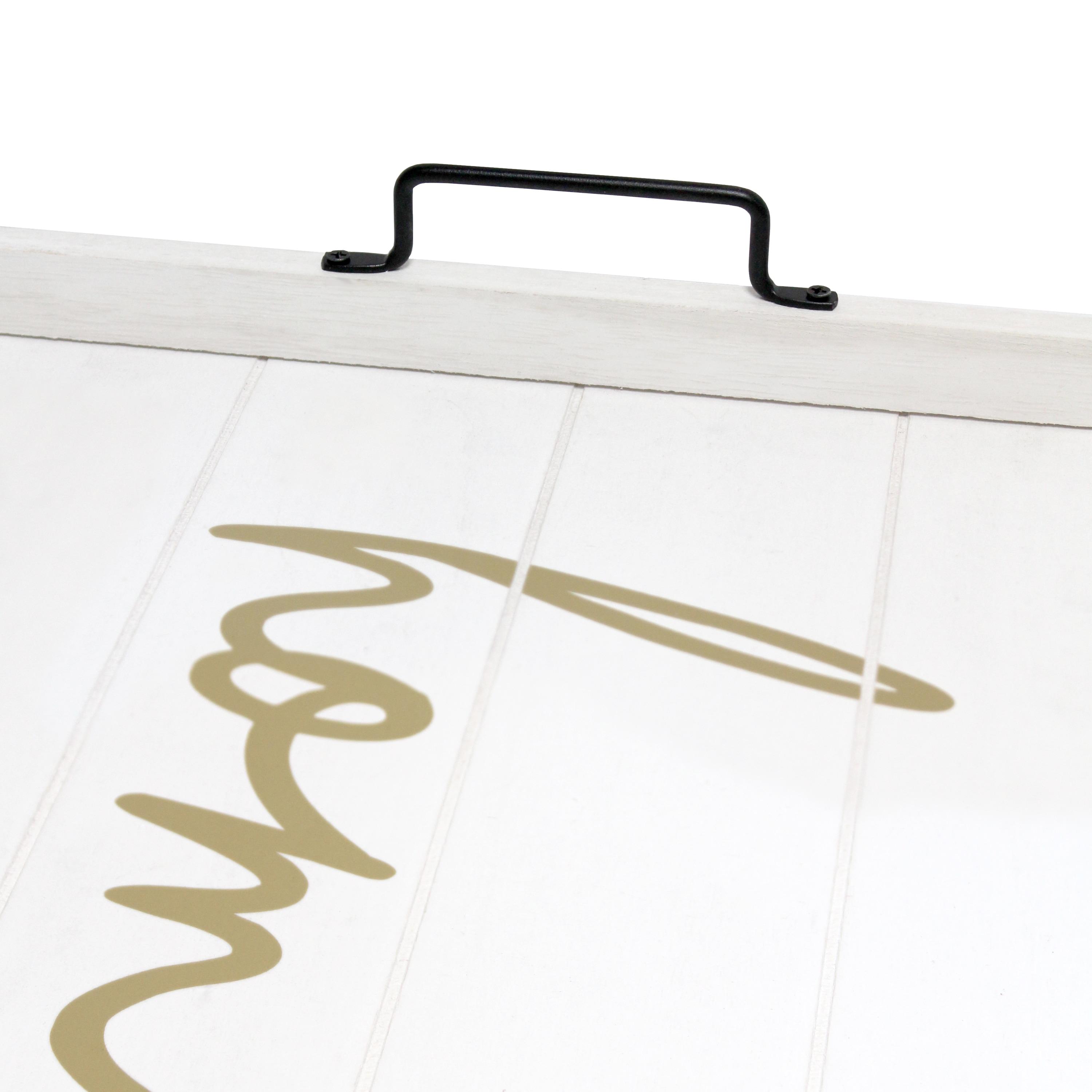 Elegant Designs "Home" 15" x 12" Serving Tray w/ Handles in White Wash