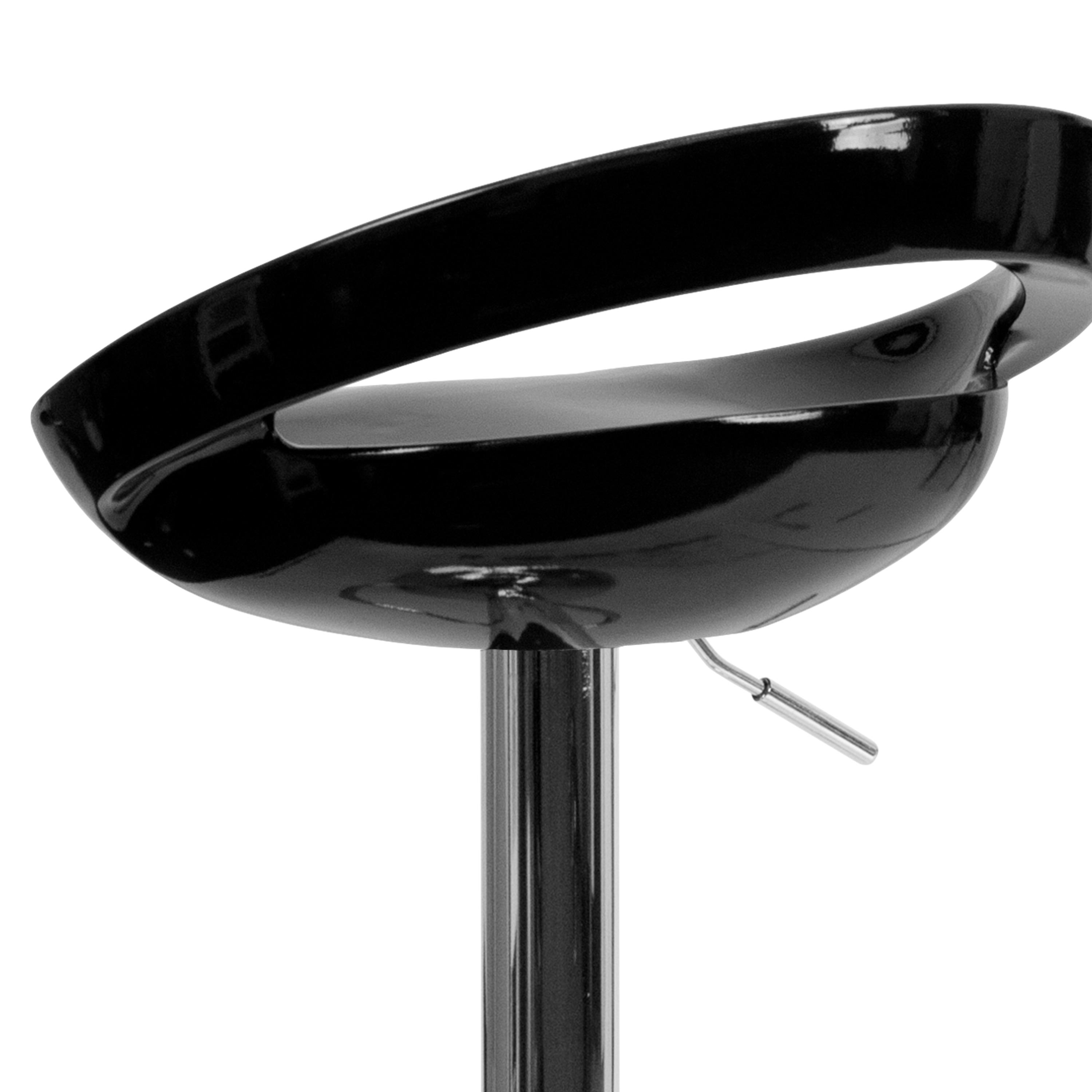 Flash Furniture Contemporary Black Plastic Adjustable Height Barstool with Rounded Cutout Back and Chrome Base