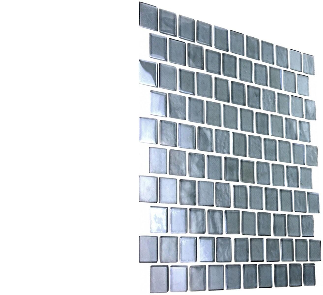 Abolos Landscape 1 in. x 1 in. Translucent Glass Plastic Face Mounted Brick Mosaic Designer Pool Tile