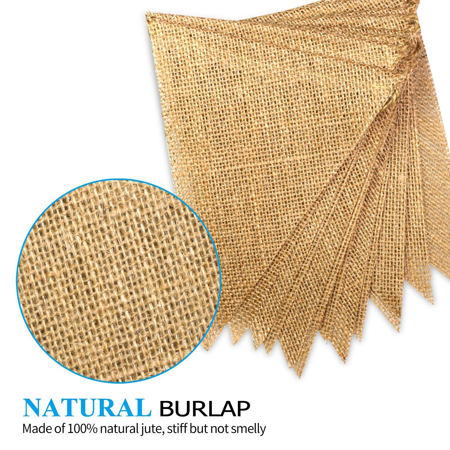 Novelty Place 13 Feet Burlap Pennant Banner - 15 Triangle Bunting Flags (5x7 Inches) - DIY Hand Painted Home Decorations for Holiday, Birthday, Wedding, Graduation and Party