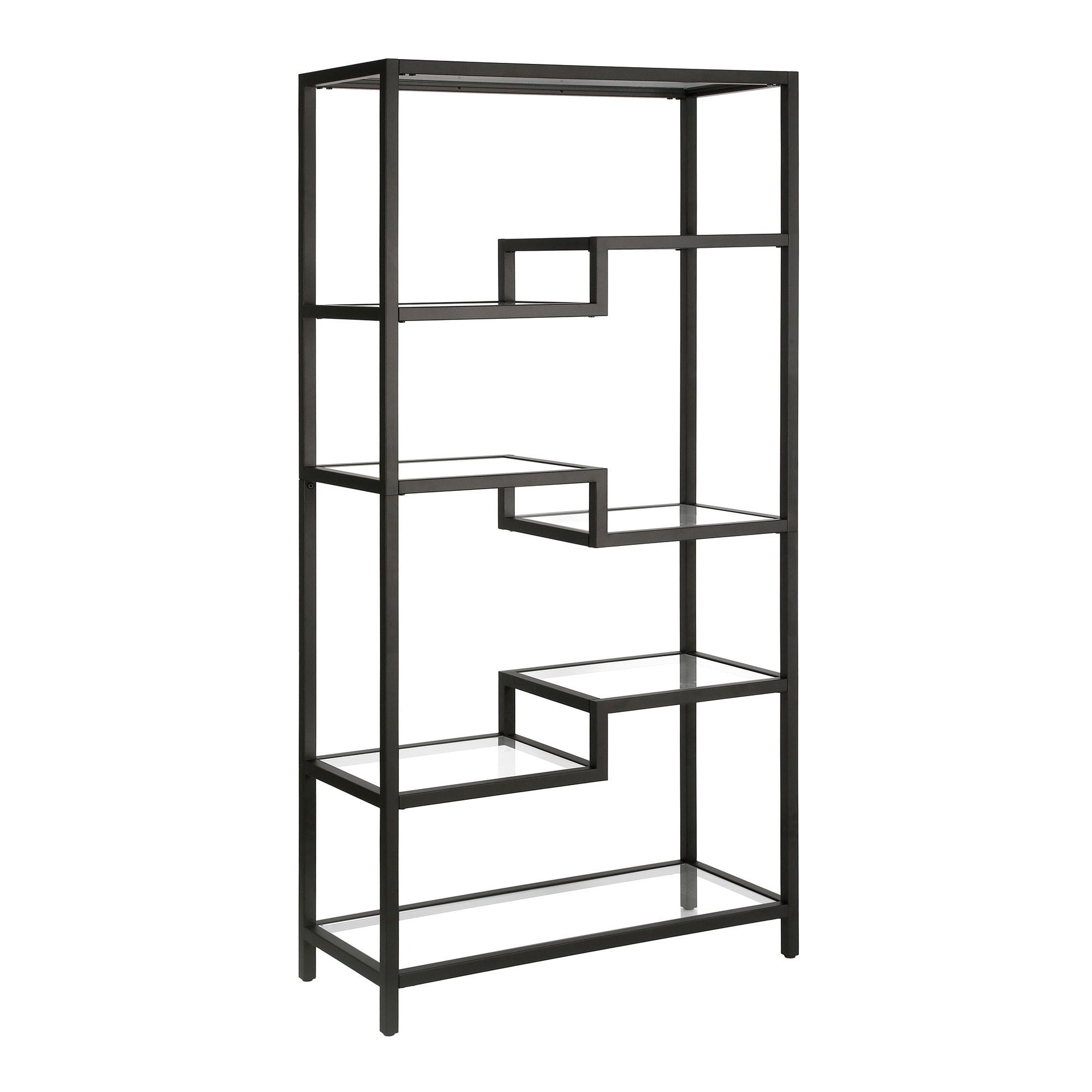 Evelyn&Zoe Johann 68" Tall Rectangular Bookcase, Blackened Bronze