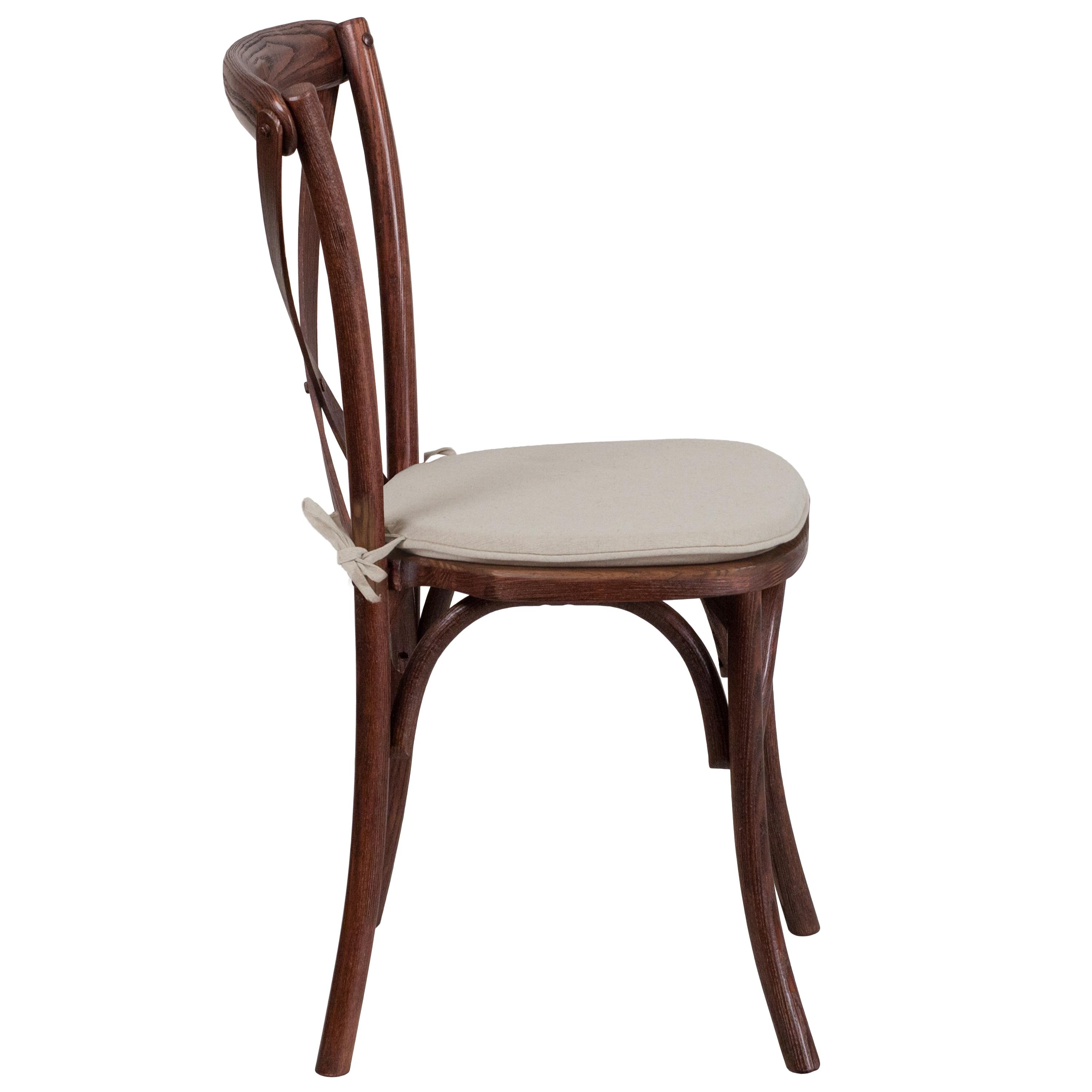 Flash Furniture HERCULES Series Stackable Mahogany Wood Cross Back Chair with Cushion