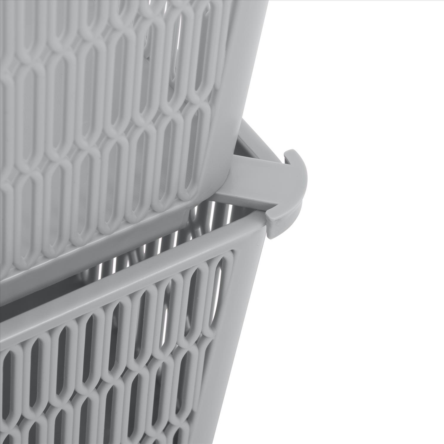 Simplify Slide 2 Stack It 2 Pack Plastic Storage Basket in Grey