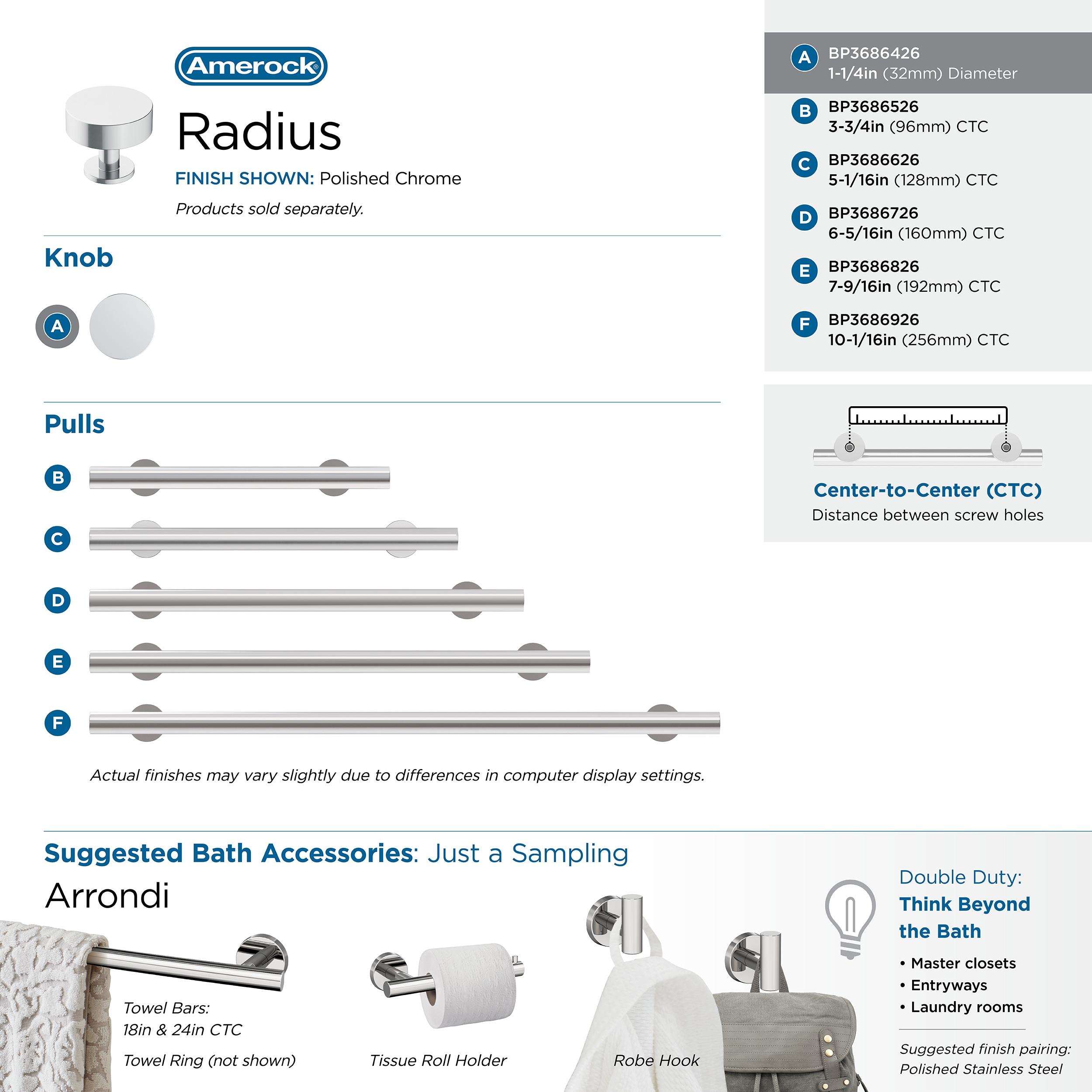 Radius 1 1/4" Diameter Round Knob