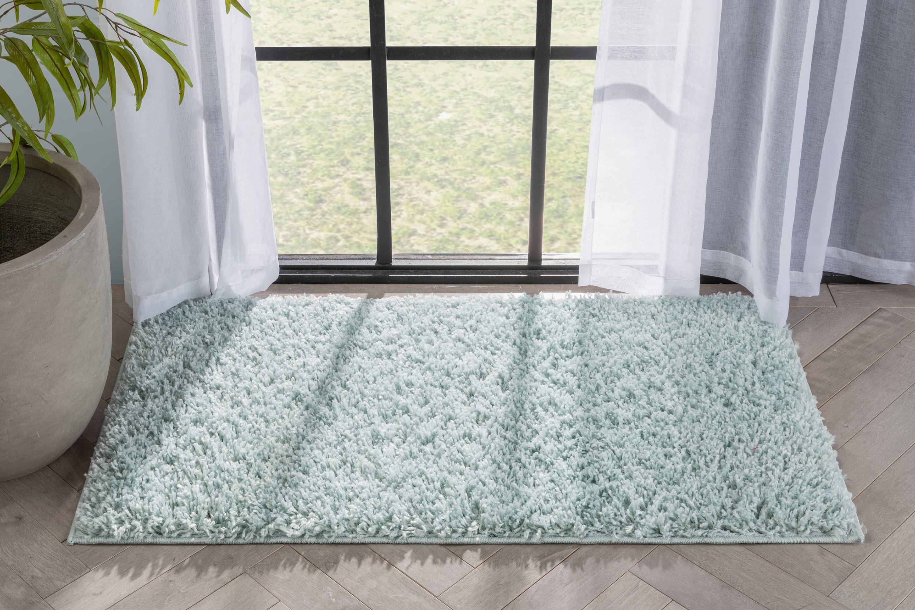 Papastamelos Basics Emerson Plain Textured Seafoam Green Shag Area Rug