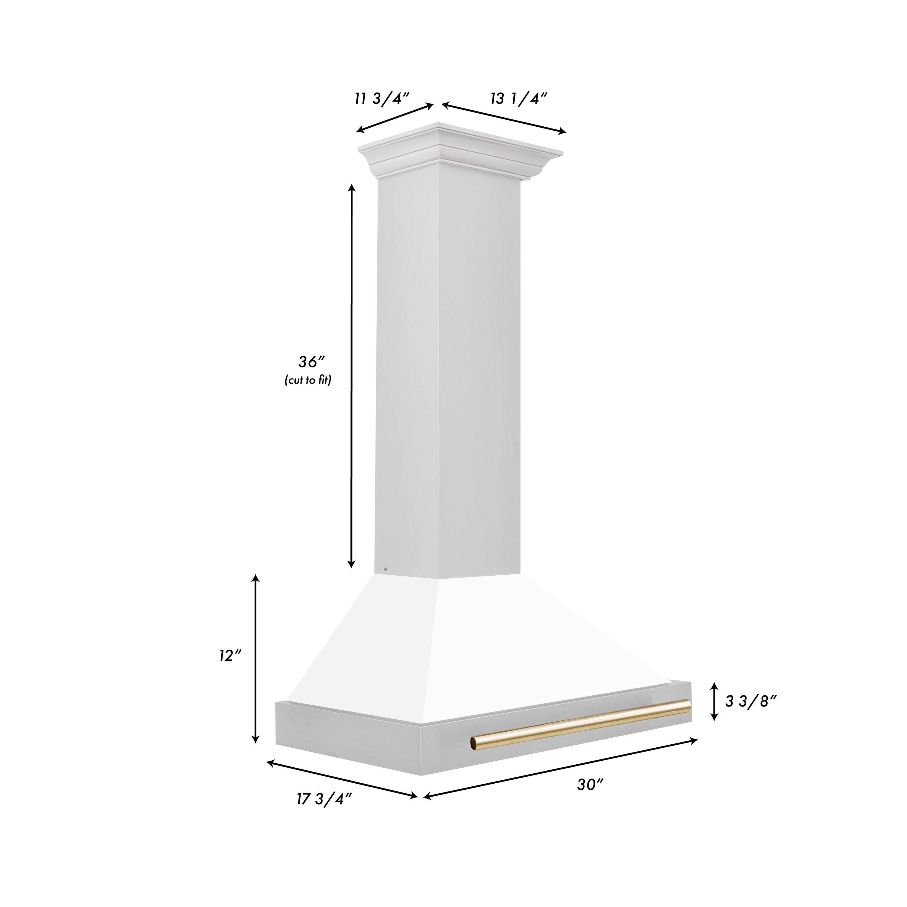 ZLINE 30" Autograph Edition Stainless Steel Range Hood with White Matte Shell