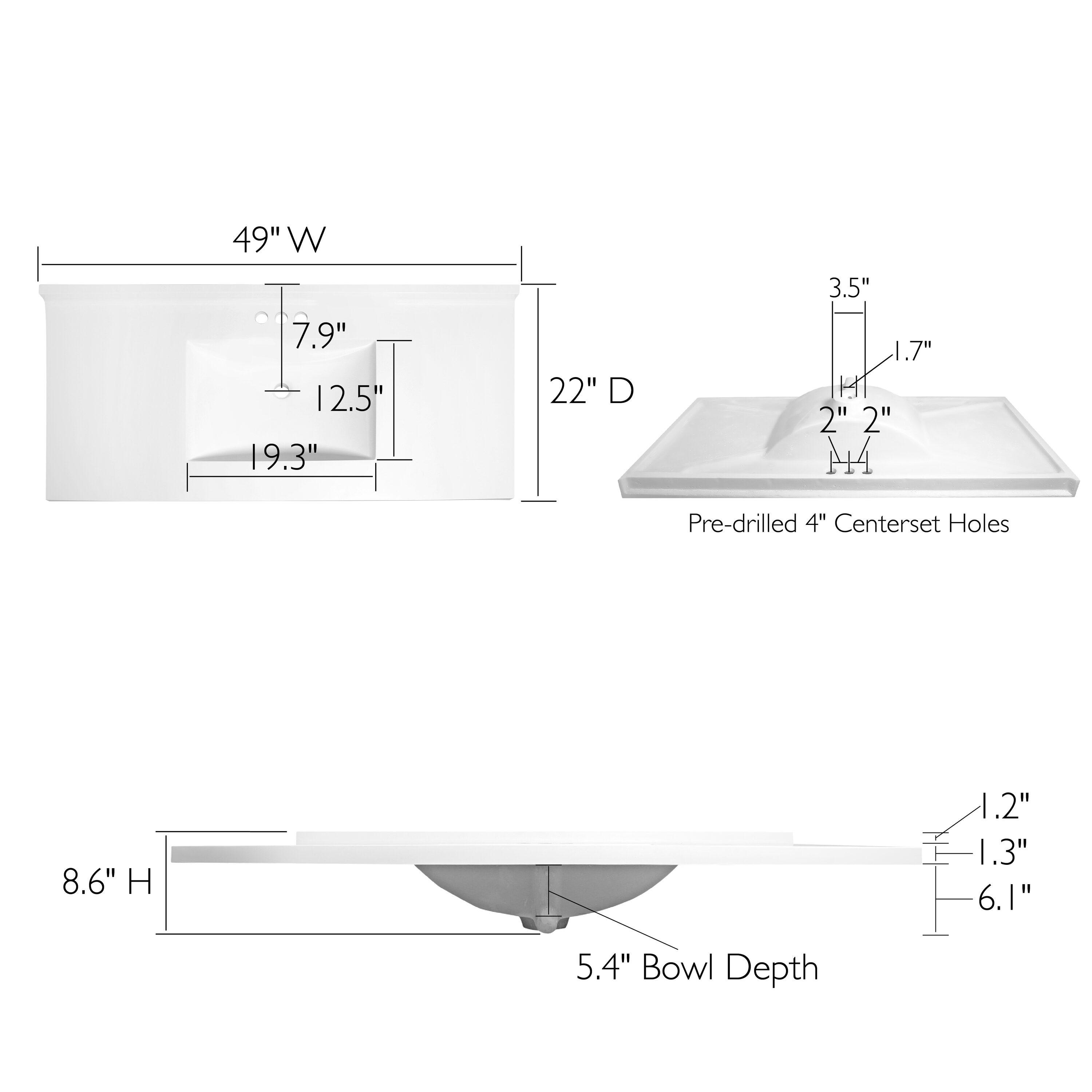 Design House Camilla II Vanity Top with Single Sink and Backsplash
