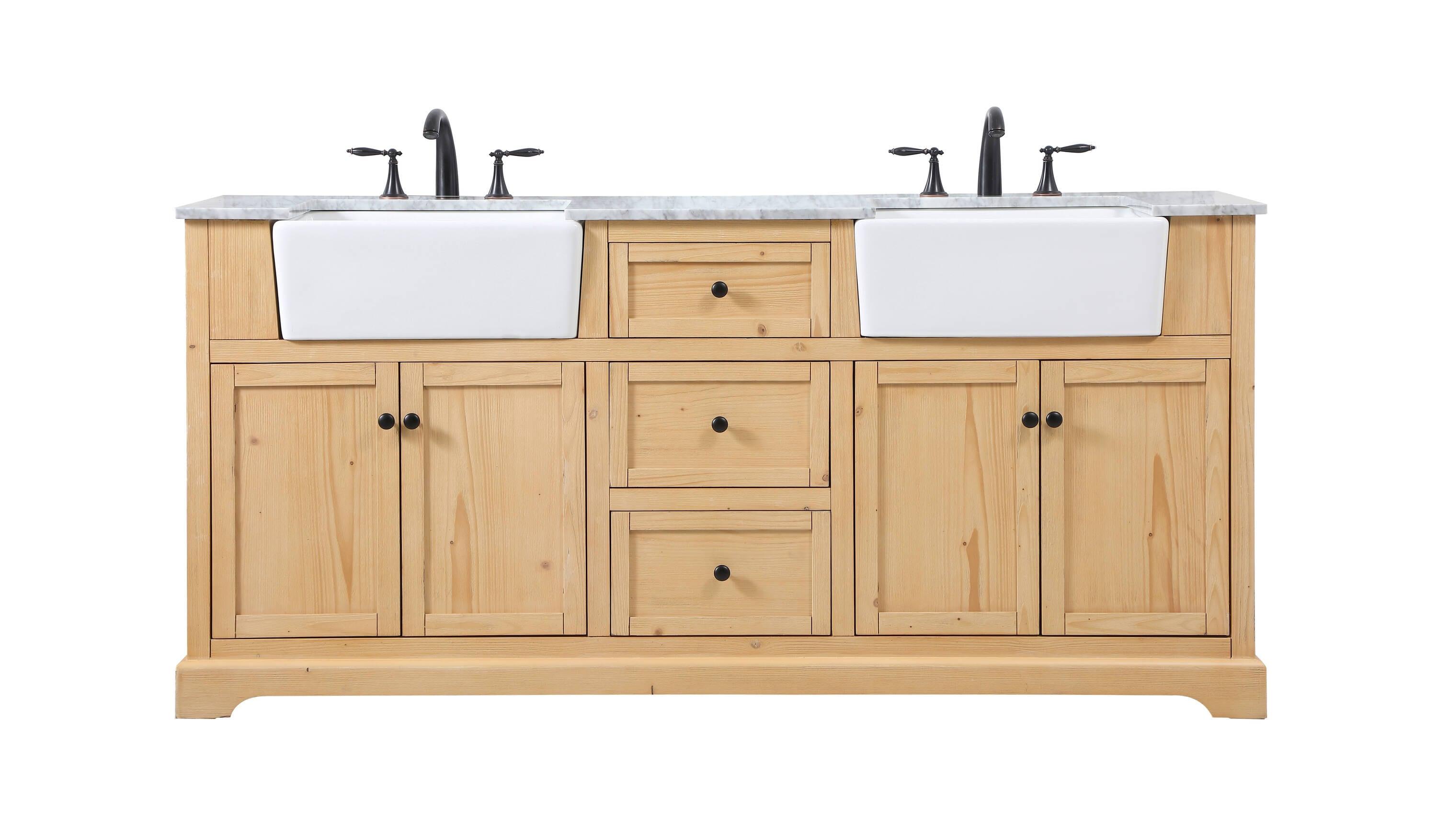 Pardue 72'' Double Bathroom Vanity with Marble Top