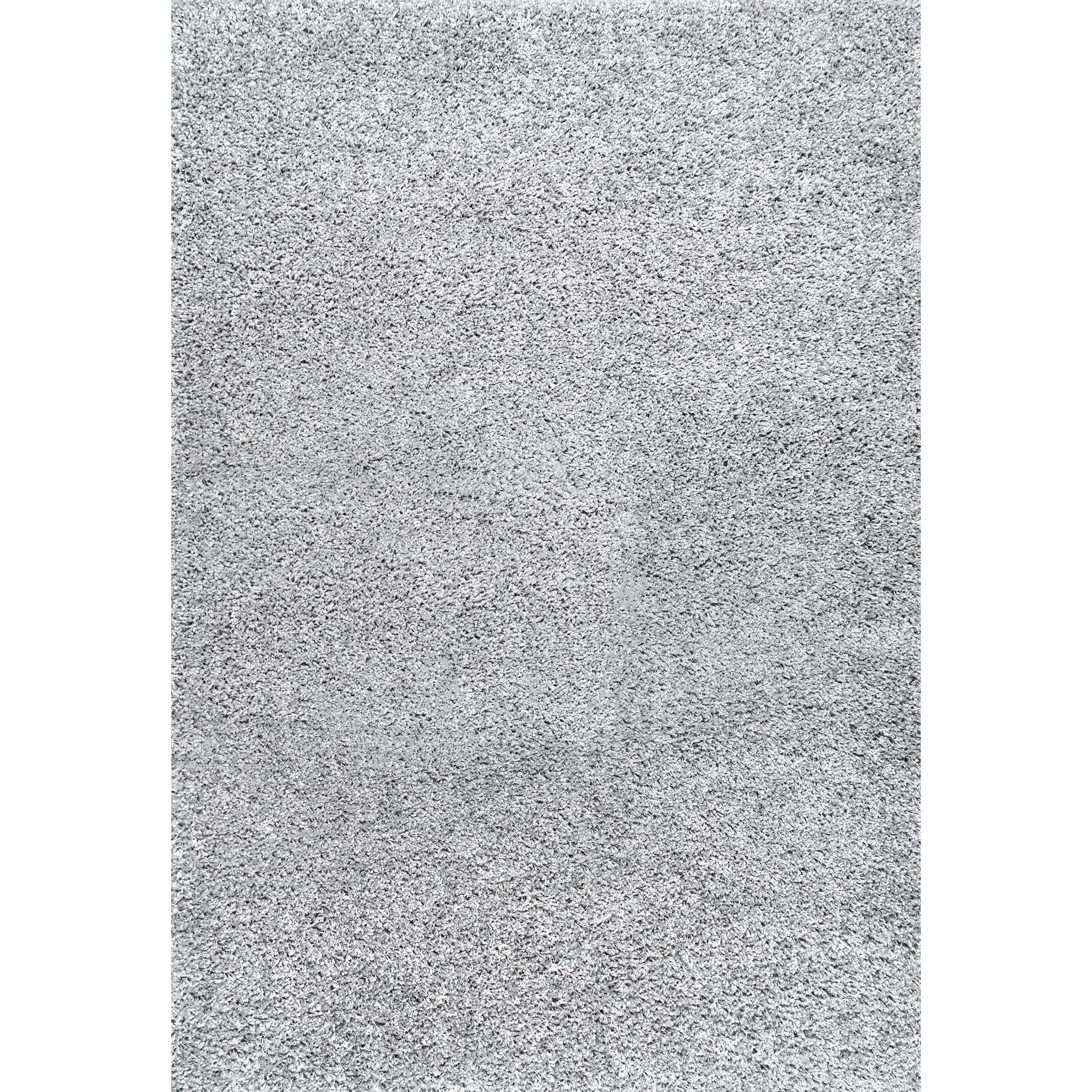 Luxurious Silver Shag 20' Runner Rug with Easy Care Synthetic Pile