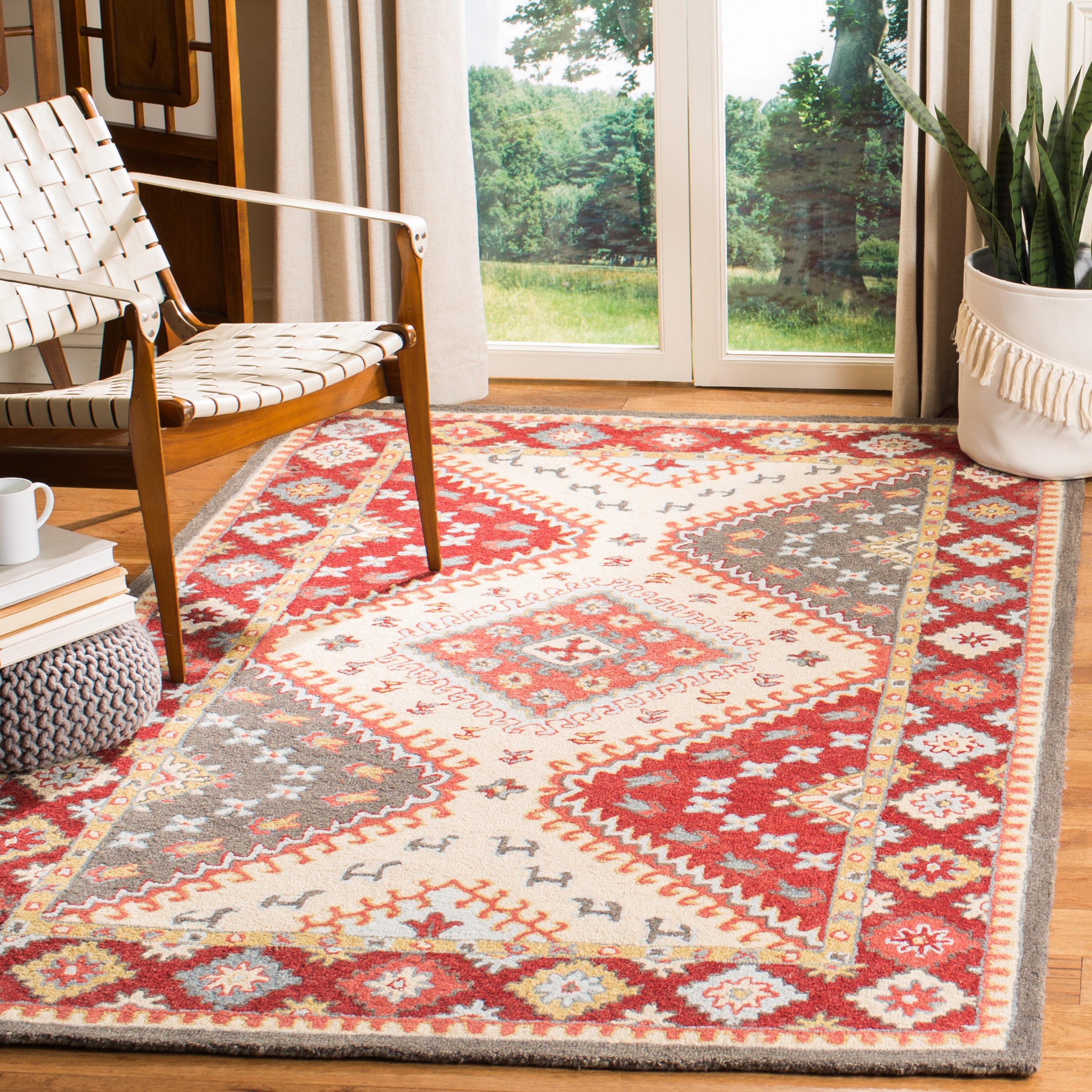 Aspen APN801 Hand Tufted Indoor Area Rug - Red/Ivory - 4'x6' - Safavieh