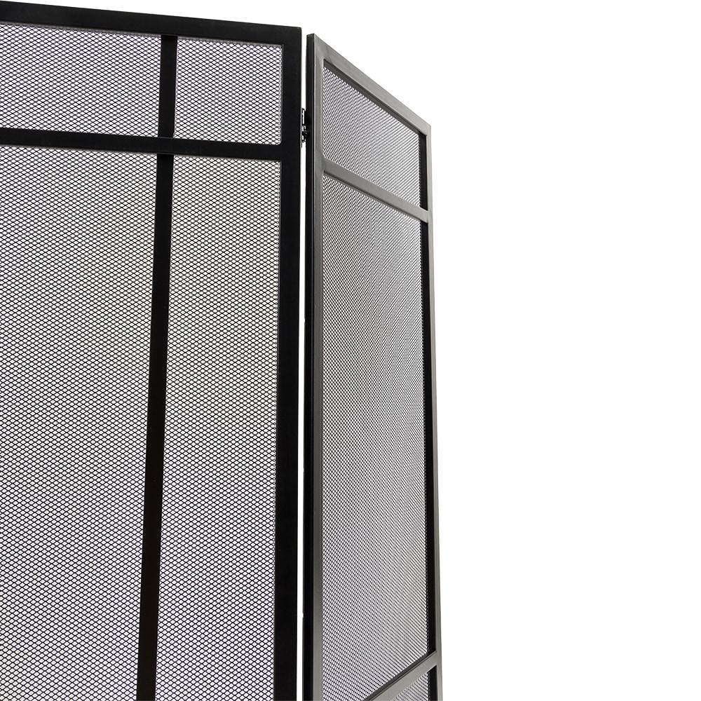 Country Living Pinecrest Mesh Fireplace Screen with Durable 3-Panel Steel Frame - Brass Handles