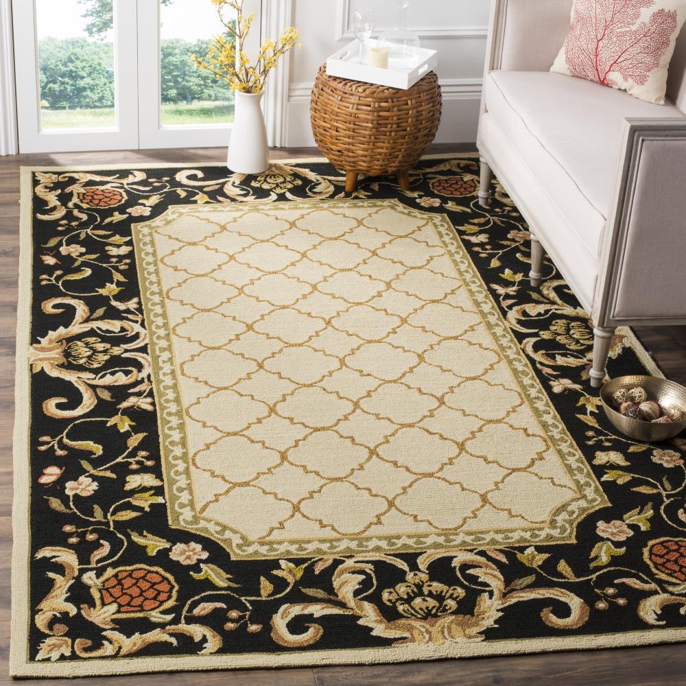 Easy Care EZC753 Hand Hooked Area Rug - Ivory/Black - 4'x6' - Safavieh.