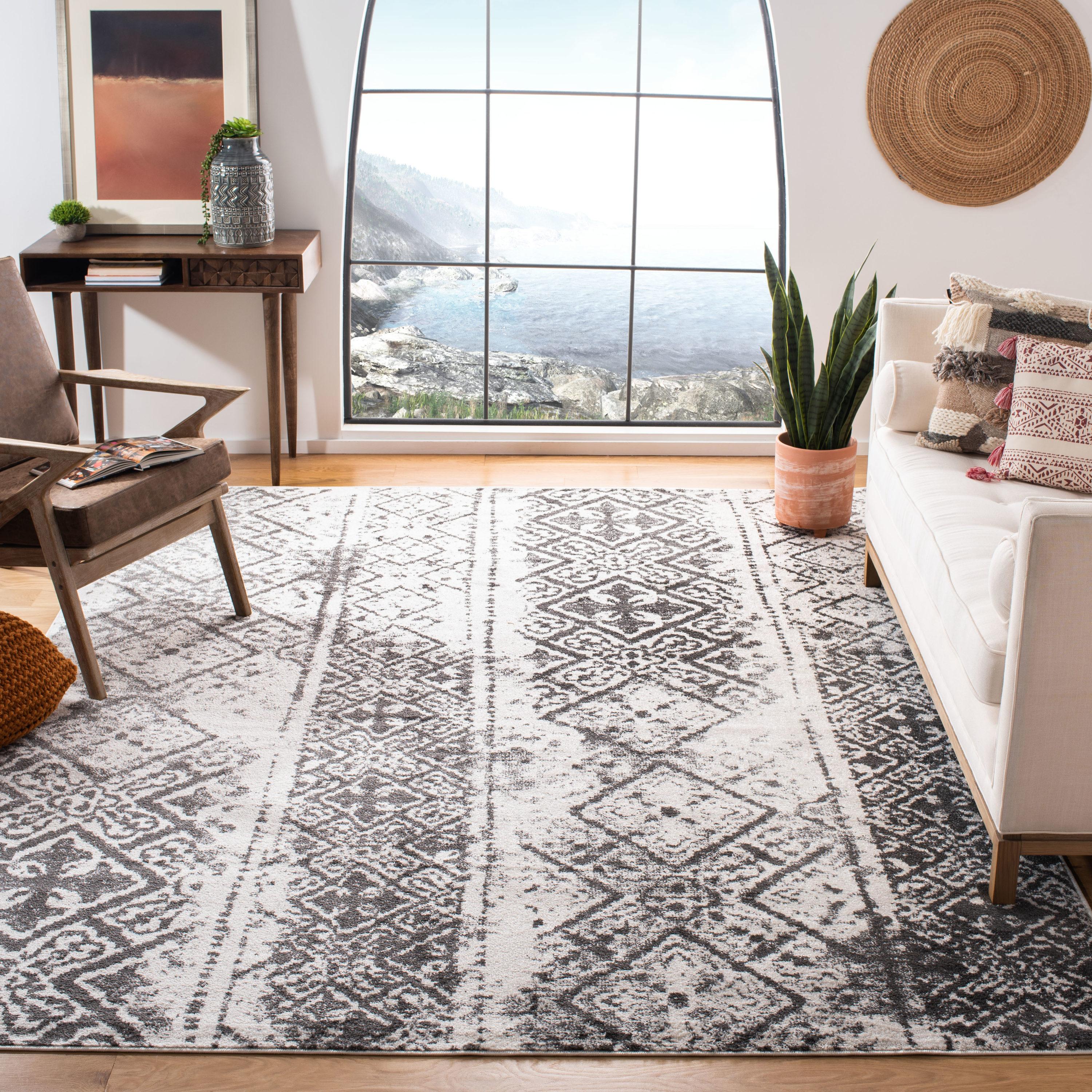 Adirondack ADR111 Machine Made Indoor Area Rug - Silver/Black - 5'-1"x7'-6" - Safavieh