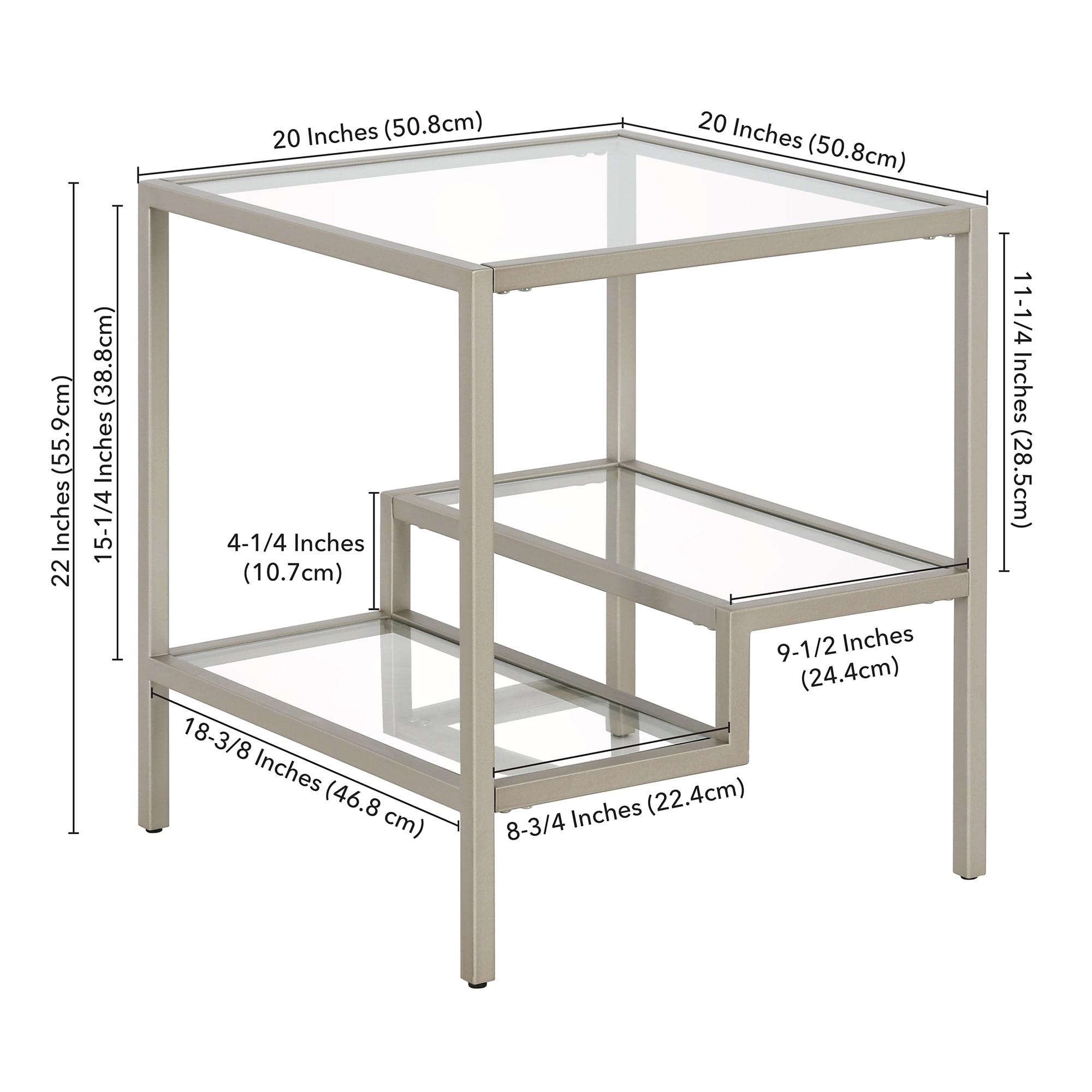 Evelyn&Zoe Lovett 20" Wide Square Side Table, Satin Nickel