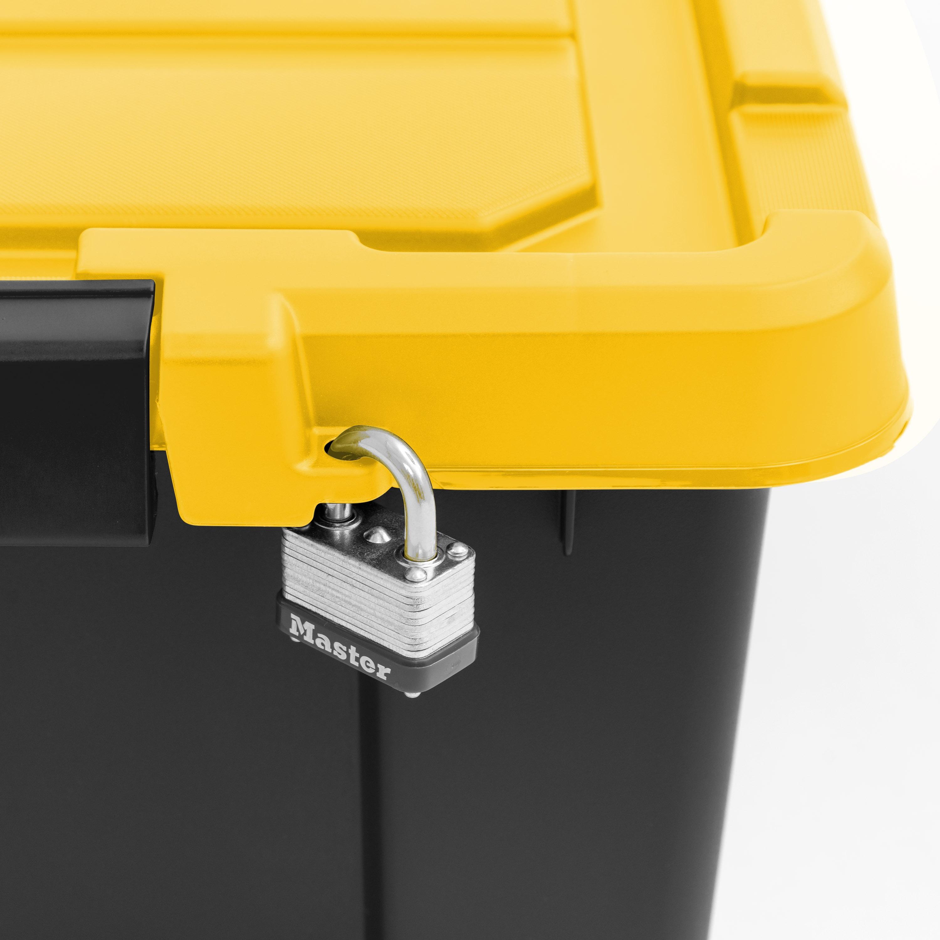 Iris 80 Qt./20 Gal. Heavy-duty Stackable Storage Tote in Black with Yellow Lid (Set of 2)