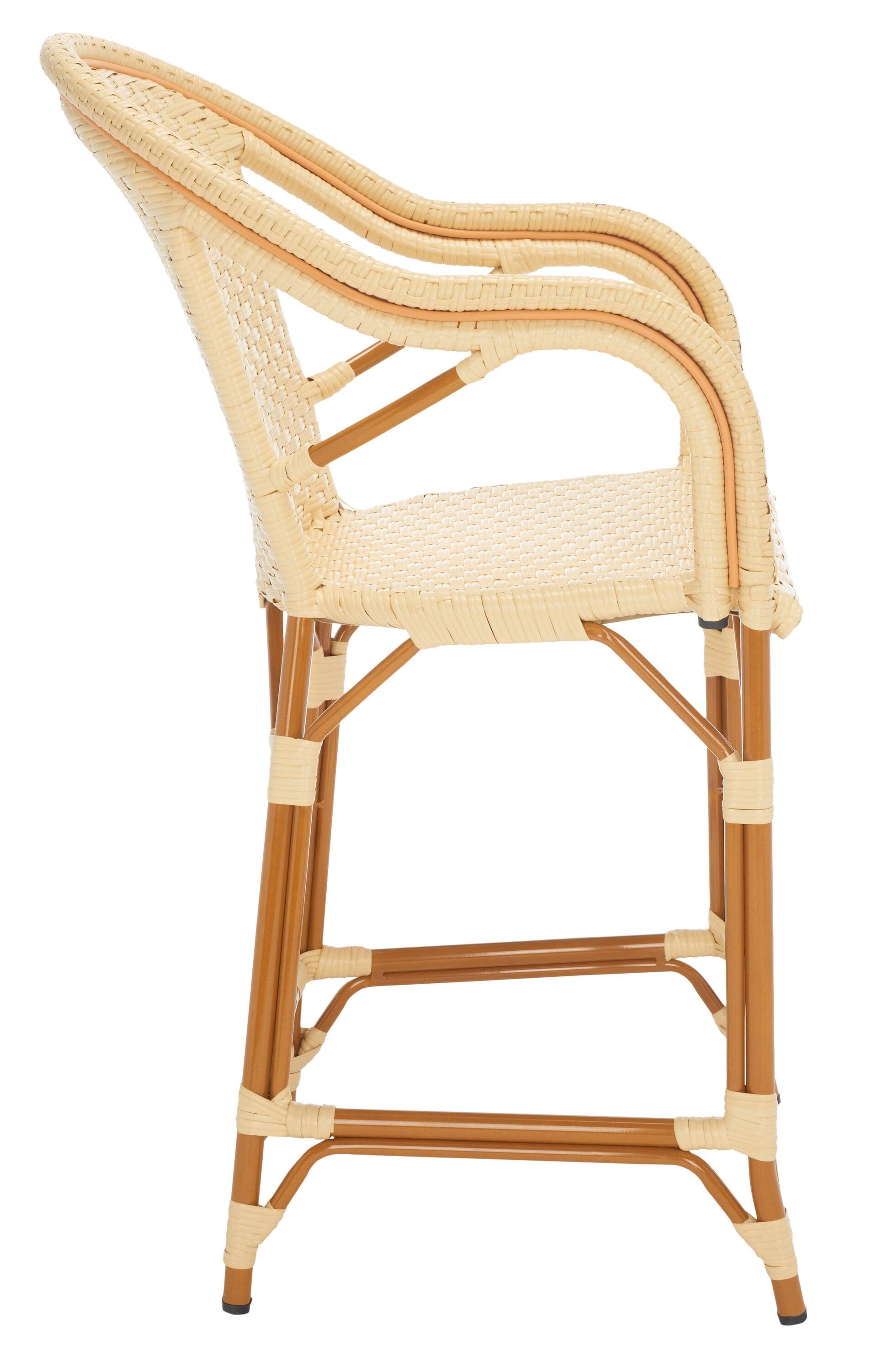 California Counter Stool With Arms - Indoor/Outdoor - PAT7533 - Natural - Safavieh