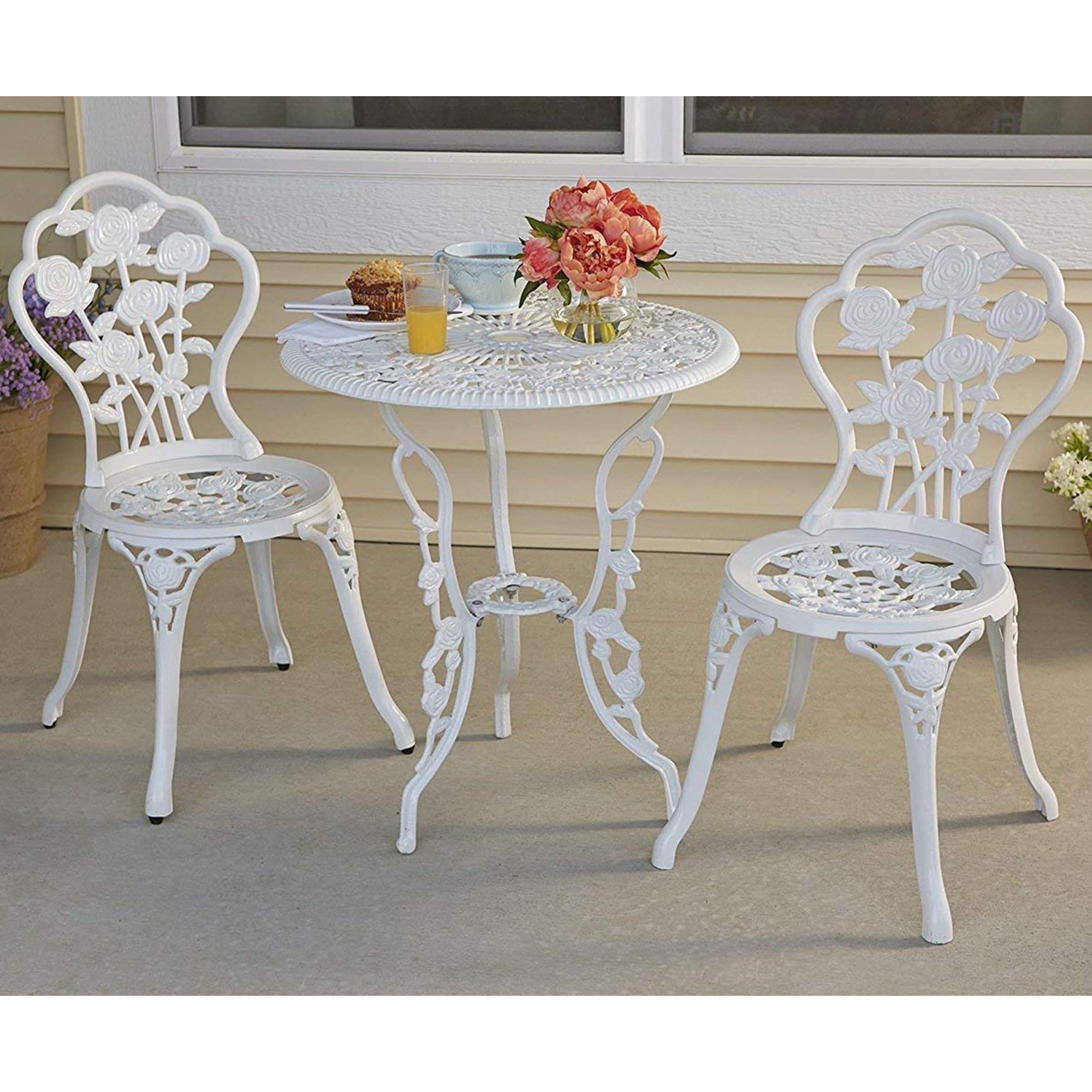 SunnyDaze Decor 2 - Person Metal Patio Dining Set with Round Table