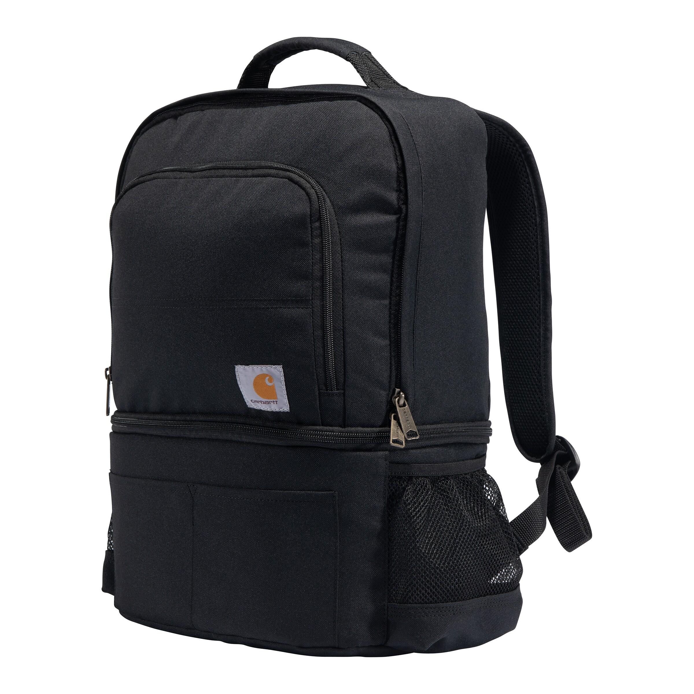 Black Insulated Cooler Backpack with Wheels and Compartments