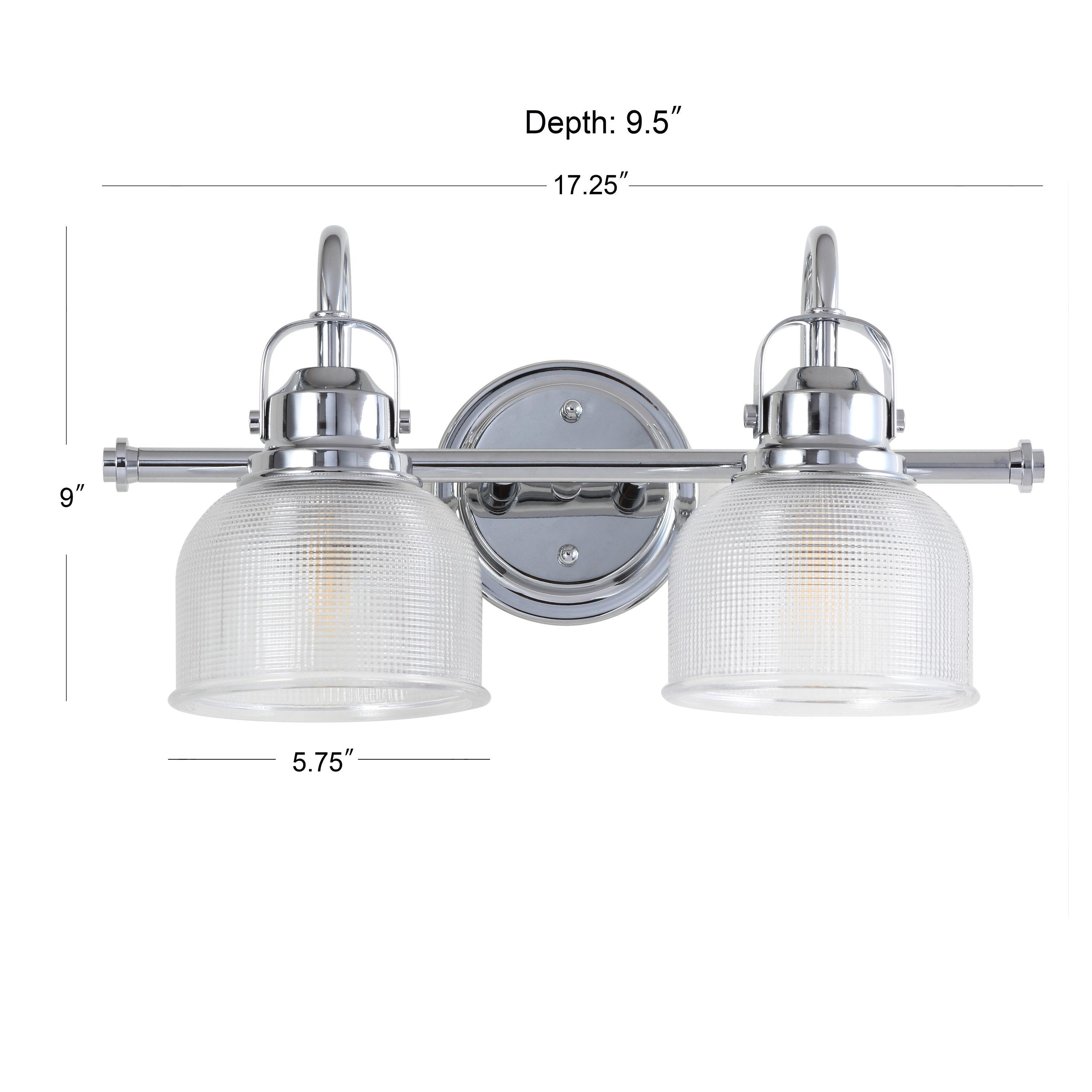 17.25" Metal/Glass Vanity Wall Light, ETL Listed, Bright Bathroom Fixture - JONATHAN Y