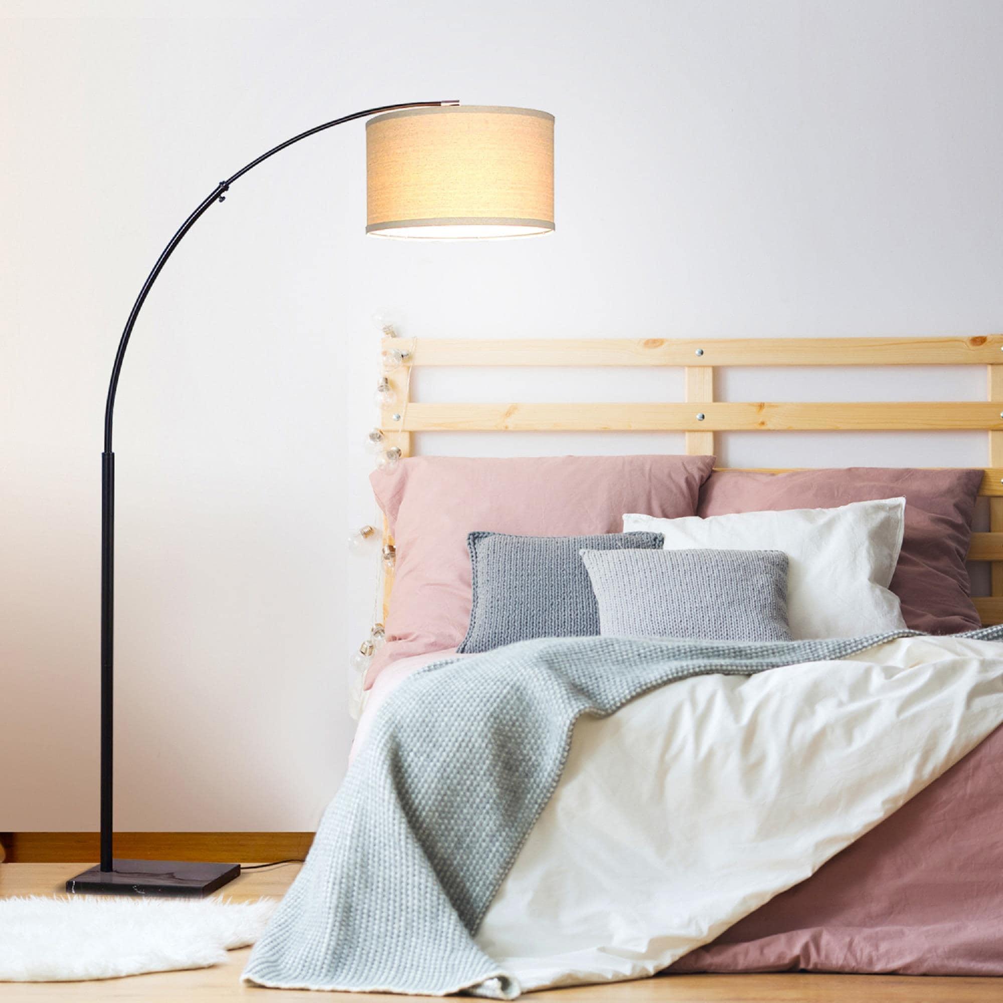 Brightech Logan 76 in. Adjustable and Extendable LED Arched Gold Floor Lamp with Weighted Marble Base - LED Bulb Included