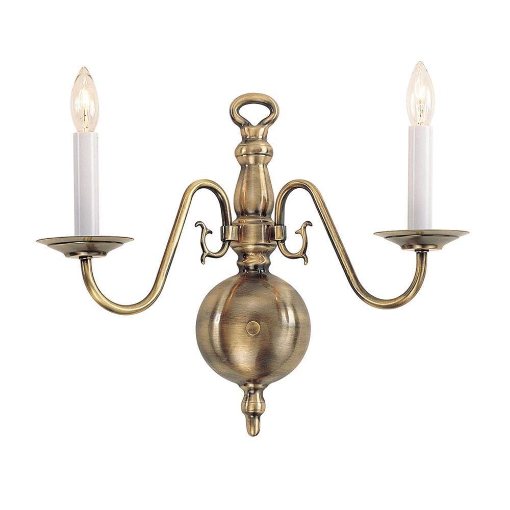 Livex Lighting Williamsburgh 2 - Light Wall Light in  Antique Brass