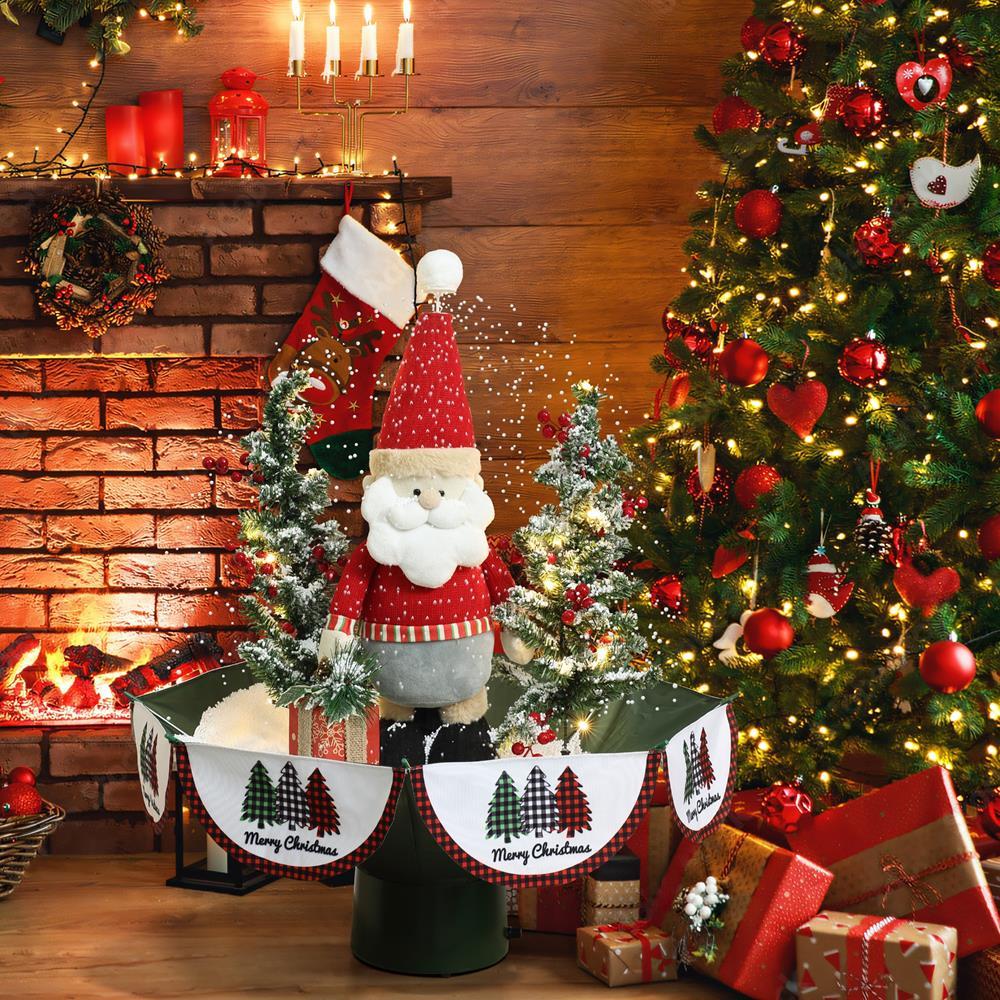 LuxenHome Holiday 31.5" Animated Musical Snowing Christmas Trees and Santa Decor with LED Lights Multicolored