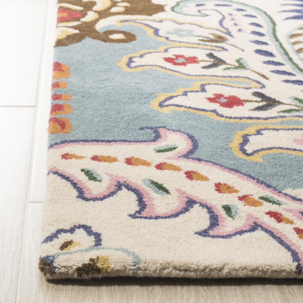 Bella BEL118 Hand Tufted Area Rug - Ivory/Teal - 5'x5' - Safavieh.