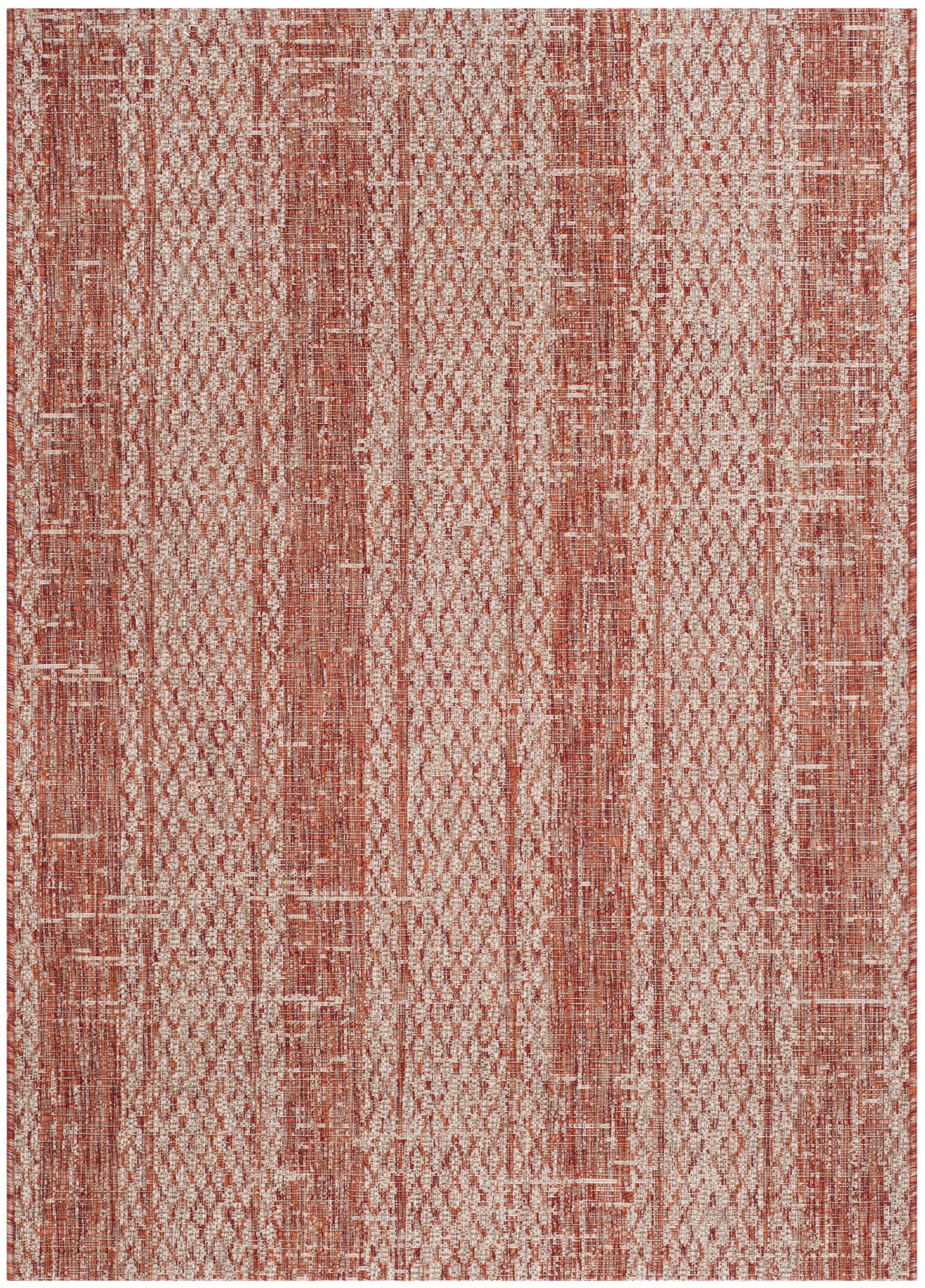 Courtyard CY8736 Power Loomed Indoor and Outdoor Area Rug - Light Beige/Terracotta - 4'x5'7" - Safavieh