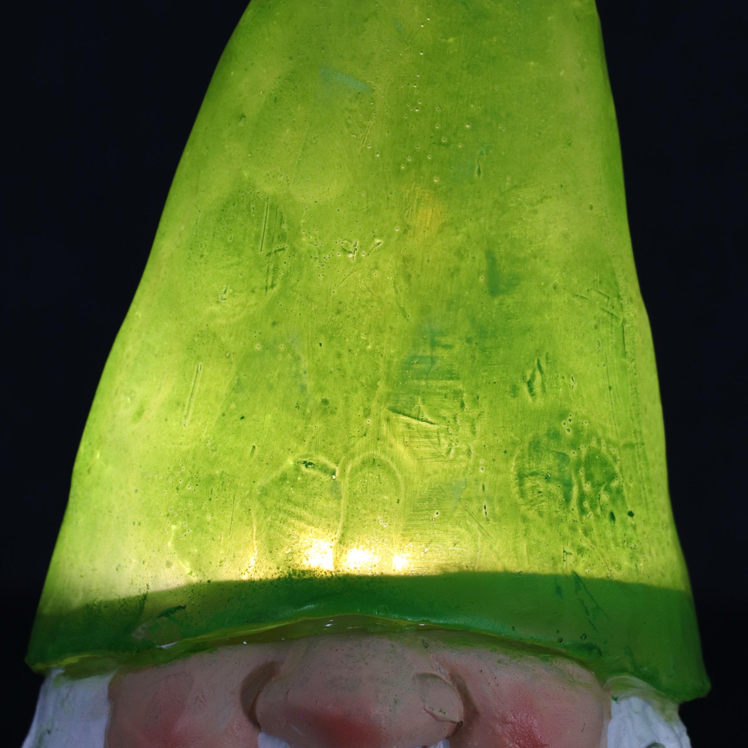 Green LED Solar-Powered Resin Garden Gnome with Flowers