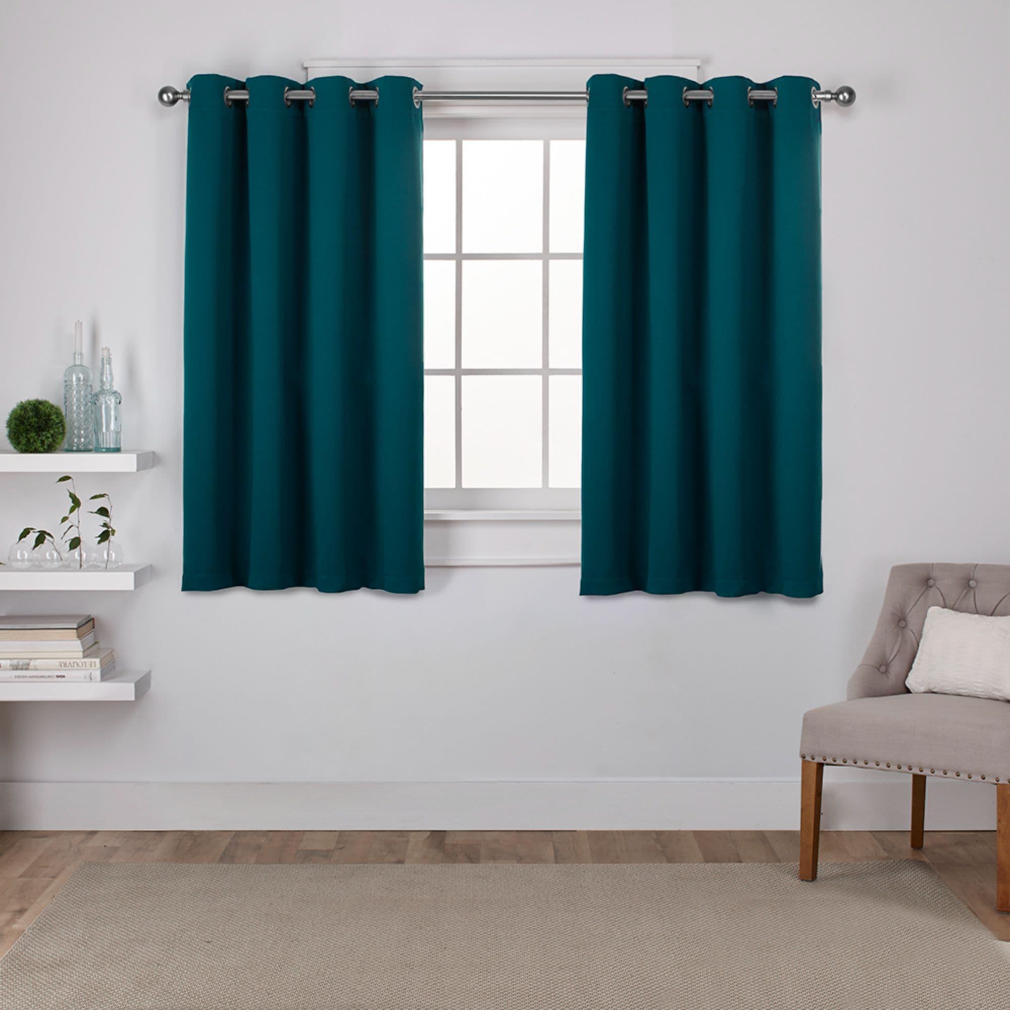 Set of 2 (63"x52") Sateen Twill Weave Insulated Blackout Grommet Top Window Curtain Panels Teal - Exclusive Home