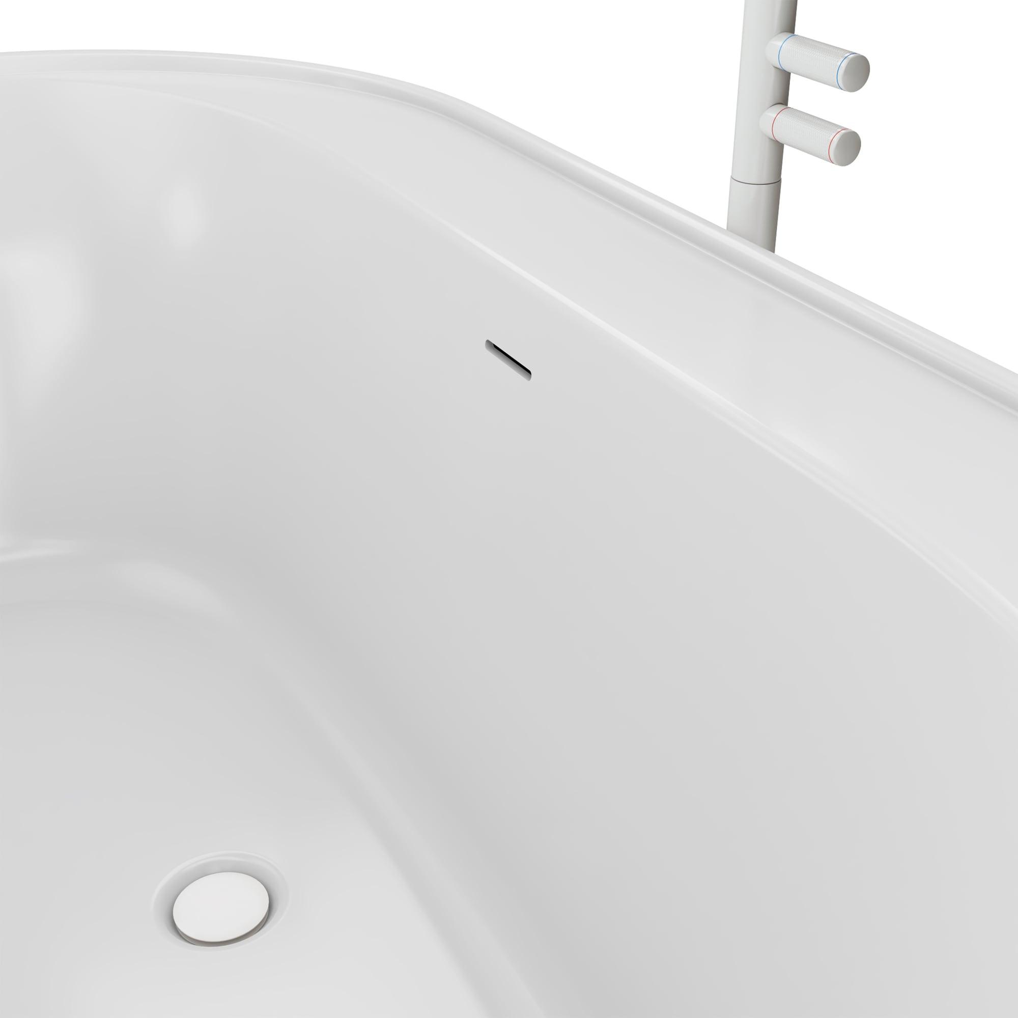 Essence 60 in. x 34 in. Freestanding Acrylic Soaking Bathtub with Center Drain in White