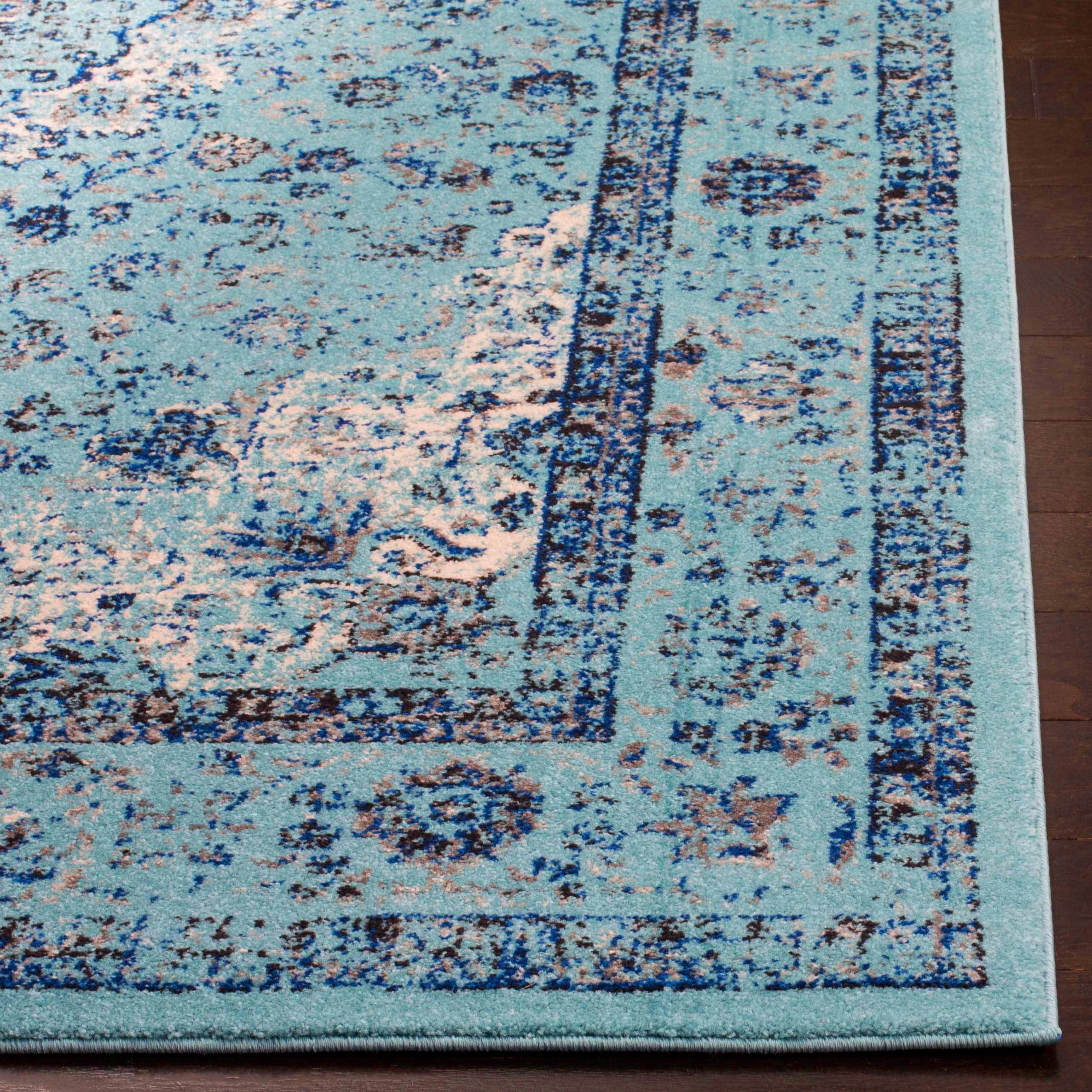 Evoke EVK220 Power Loomed Area Rug - Light Blue/Light Blue - 6'7"x9' - Safavieh.