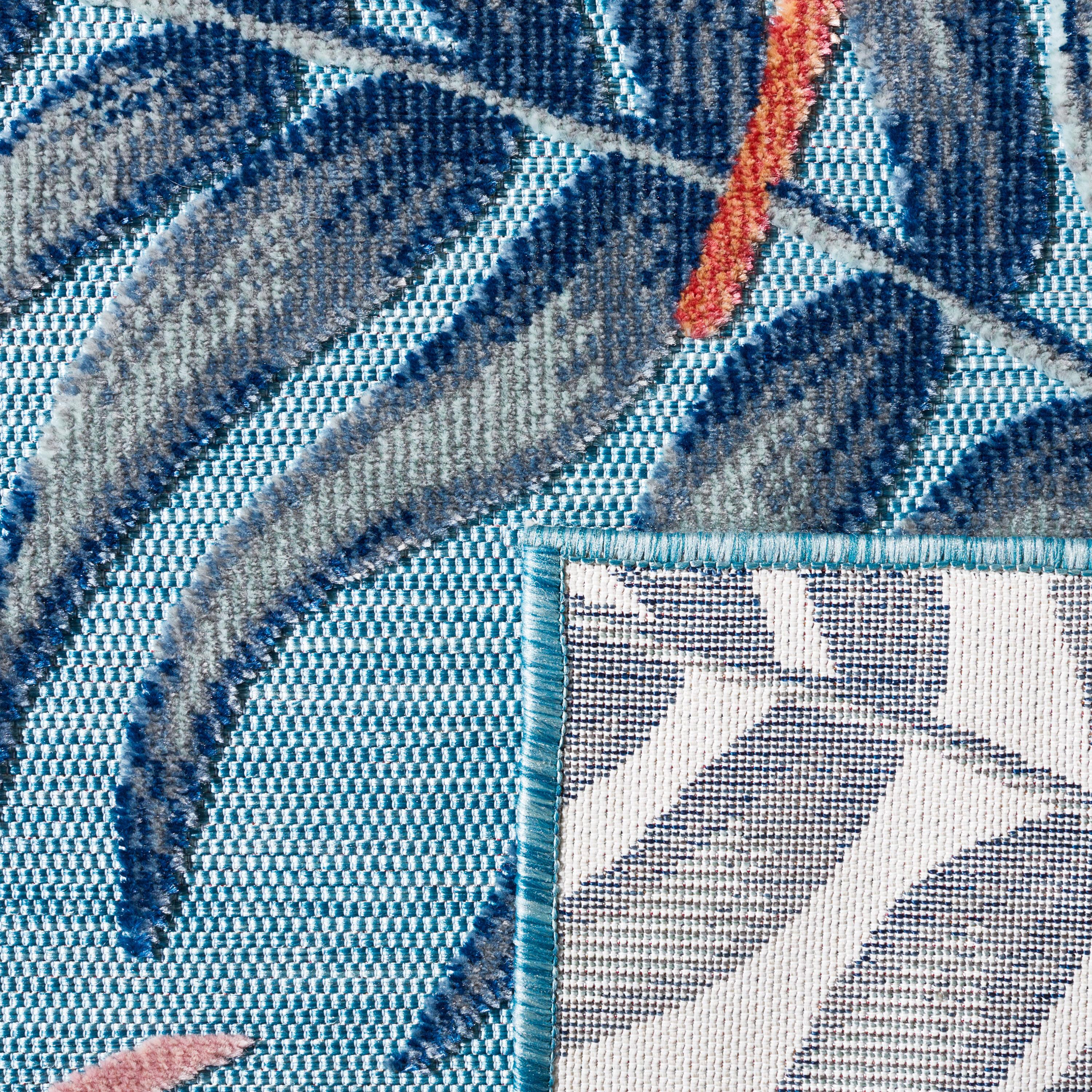 Cabana CBN458 Power Loomed UV Resistant Indoor/Outdoor Area Rug - Blue/Rust - 5'1"x7'6" - Safavieh