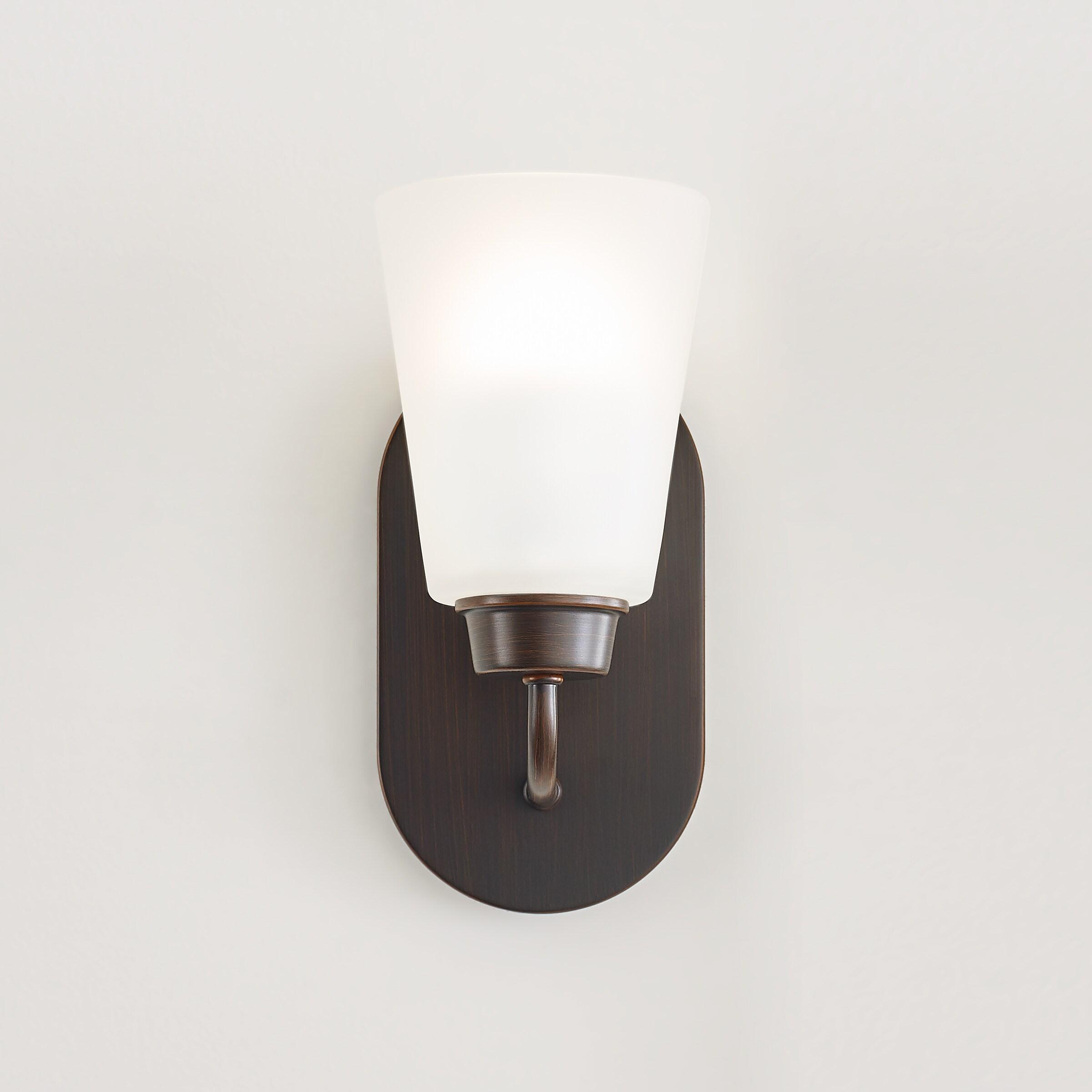 Bronze Kerrville Energy Star Wall Sconce with Satin Etched Glass Shade
