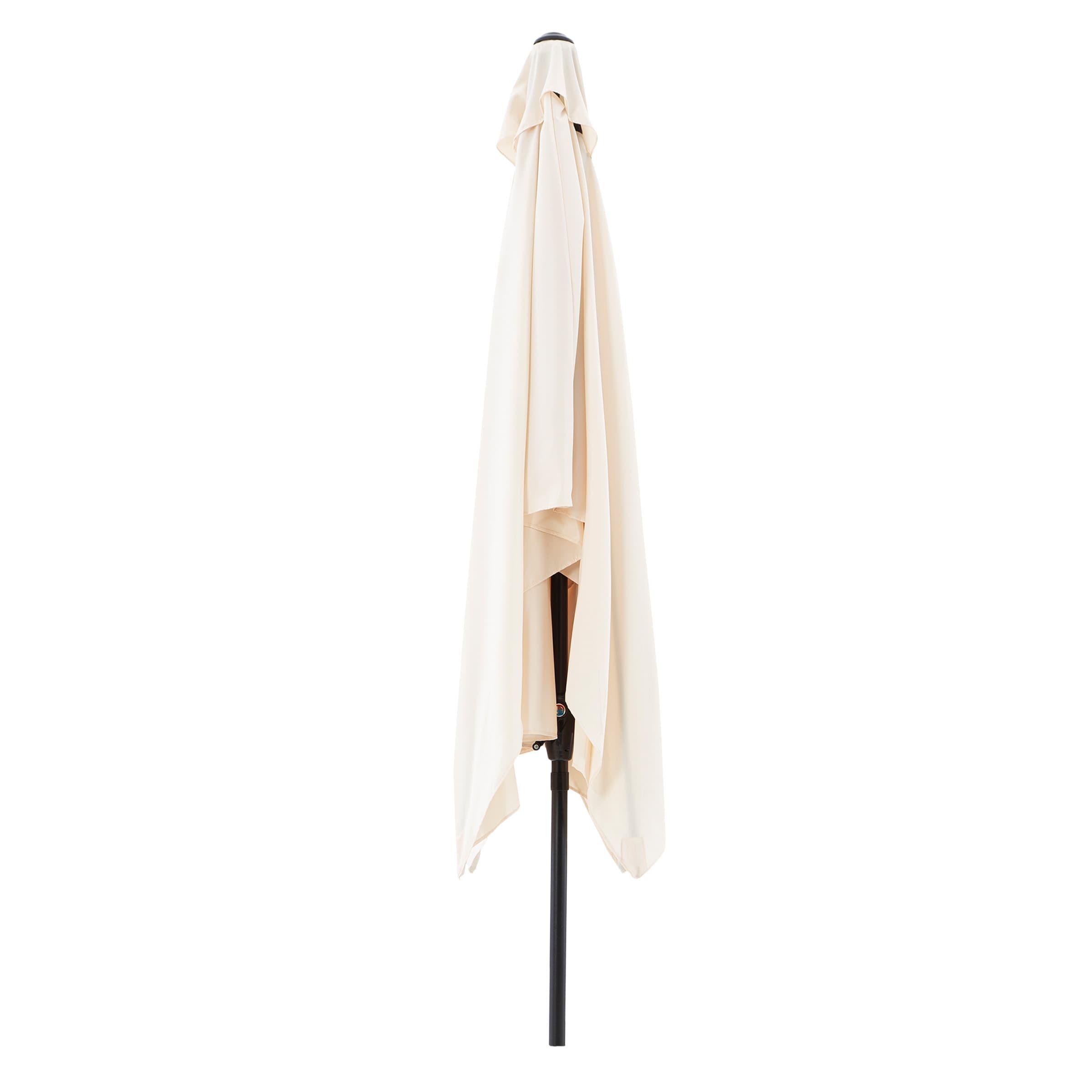 Rectangular Patio Umbrella - 10 Ft Easy Crank Sun Shade with Push Button Tilt for Outdoor Furniture, Deck, Backyard, or Pool by Pure Garden (Beige)