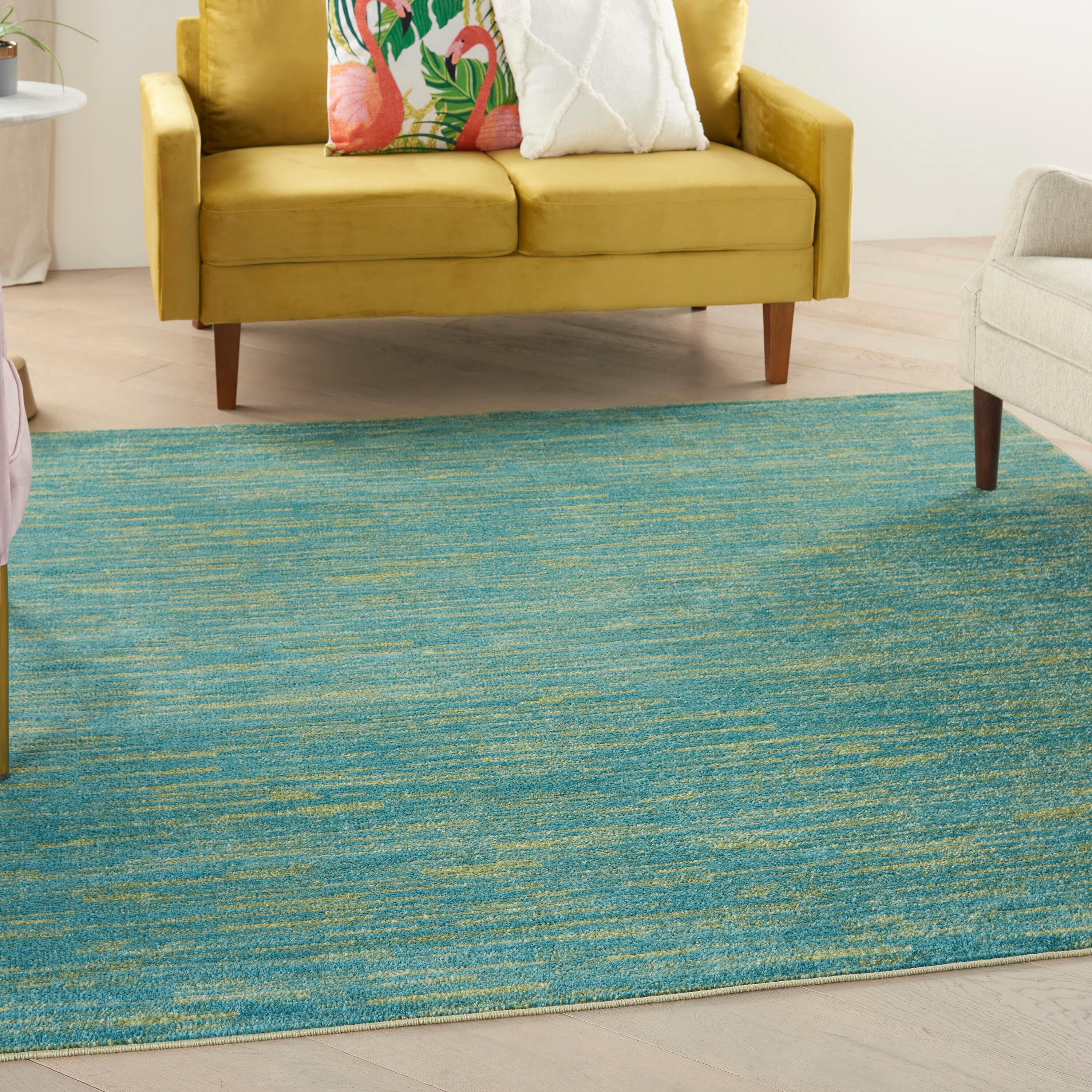 Nourison Nourison Essentials NRE01 Indoor/outdoor Area Rug - Blue Green 5' x square