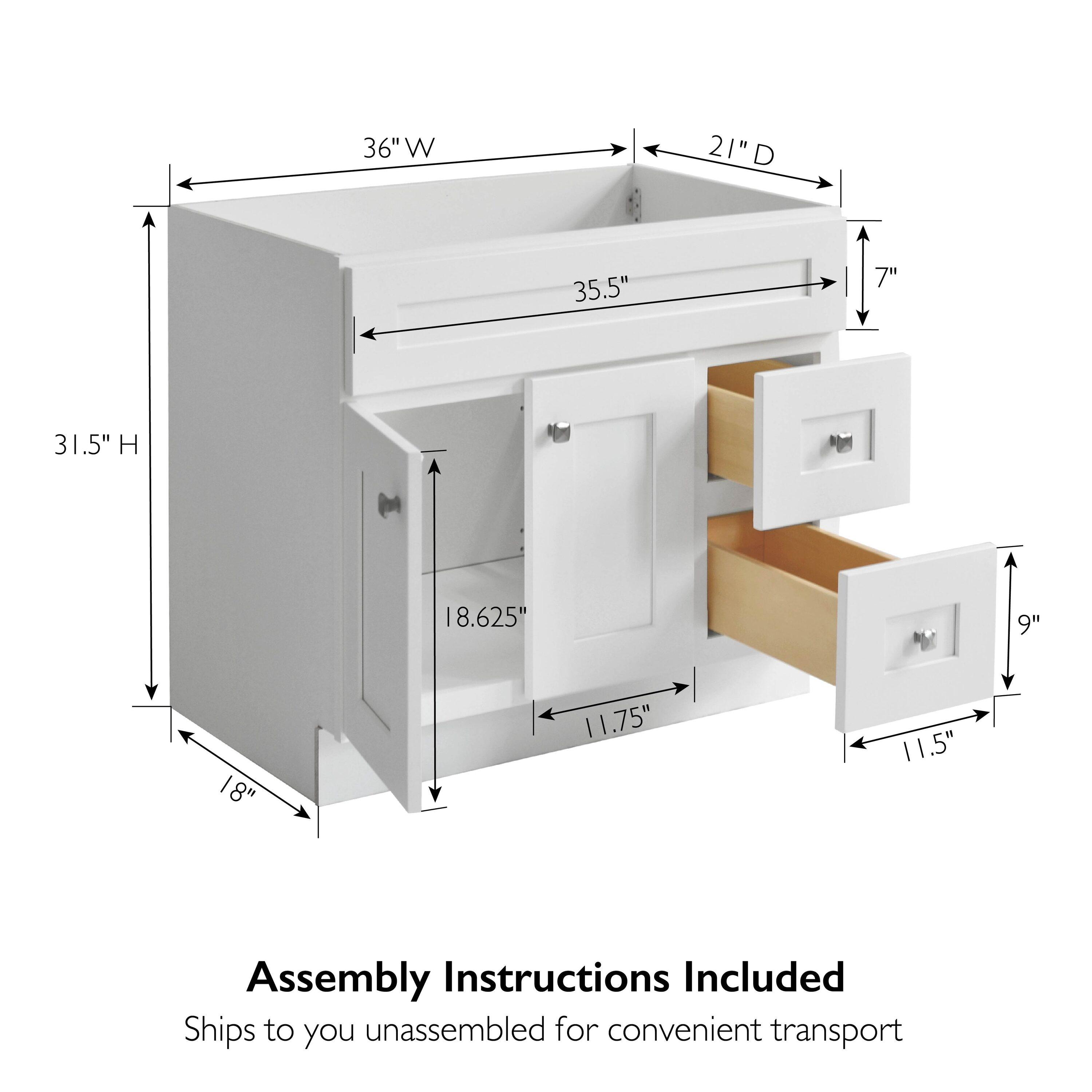 Design House Brookings 36 Inch Bathroom Vanity, Ready to Assemble, Solid Wood, Sherwin Williams – Design House, 587097