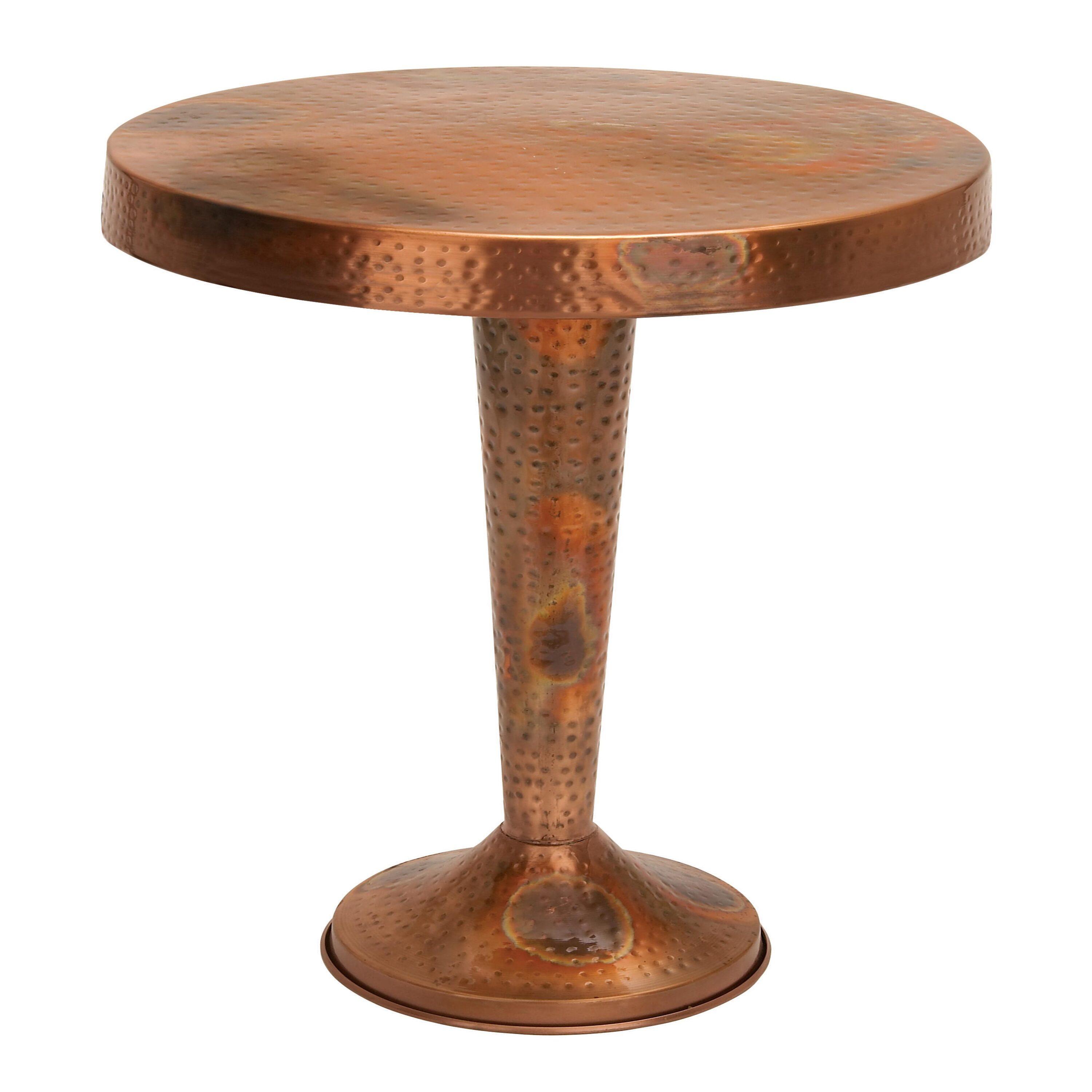 Metal Round Accent Table Tapered Pole Frame Copper - Olivia & May