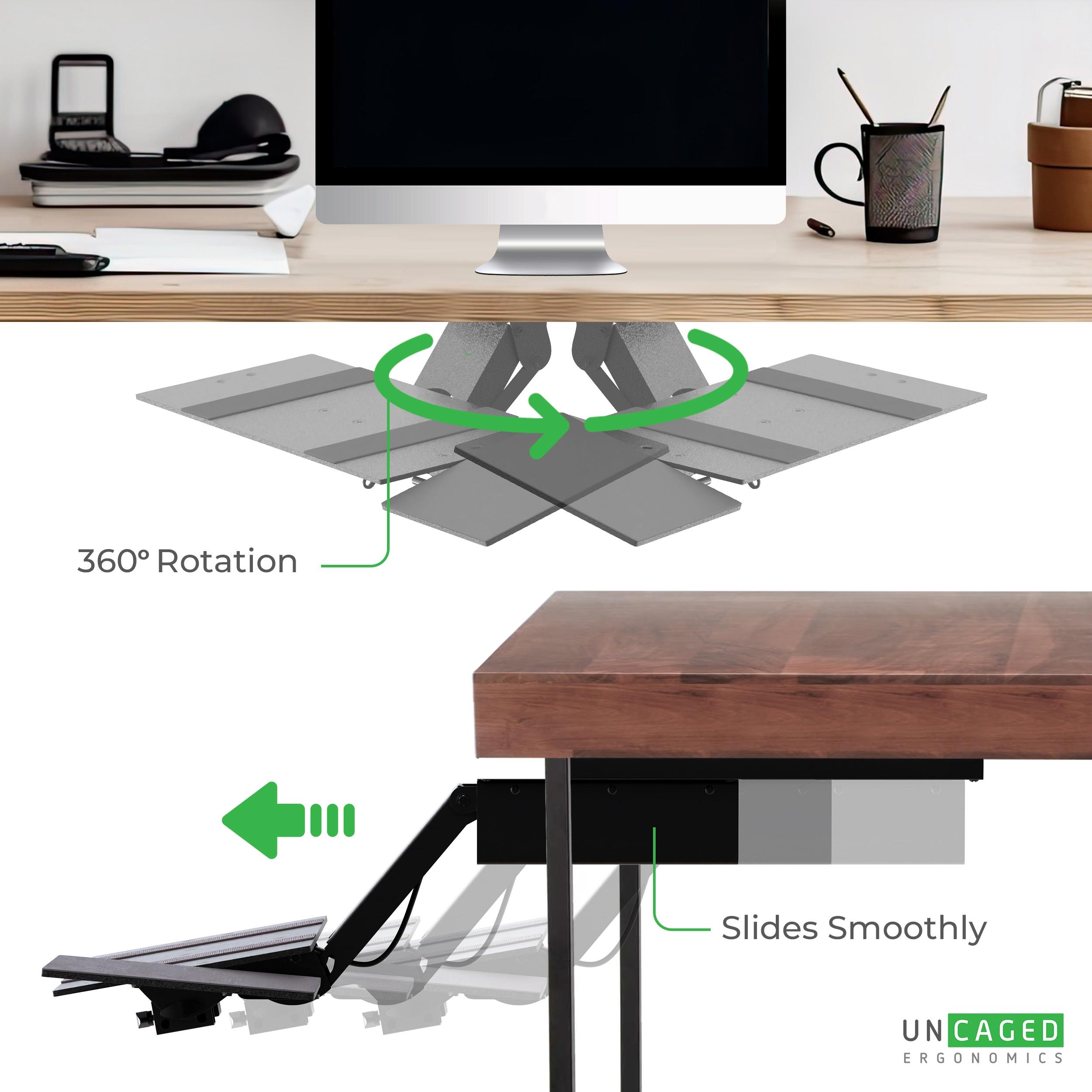 Under Desk Computer Keyboard Tray Black - Uncaged Ergonomics
