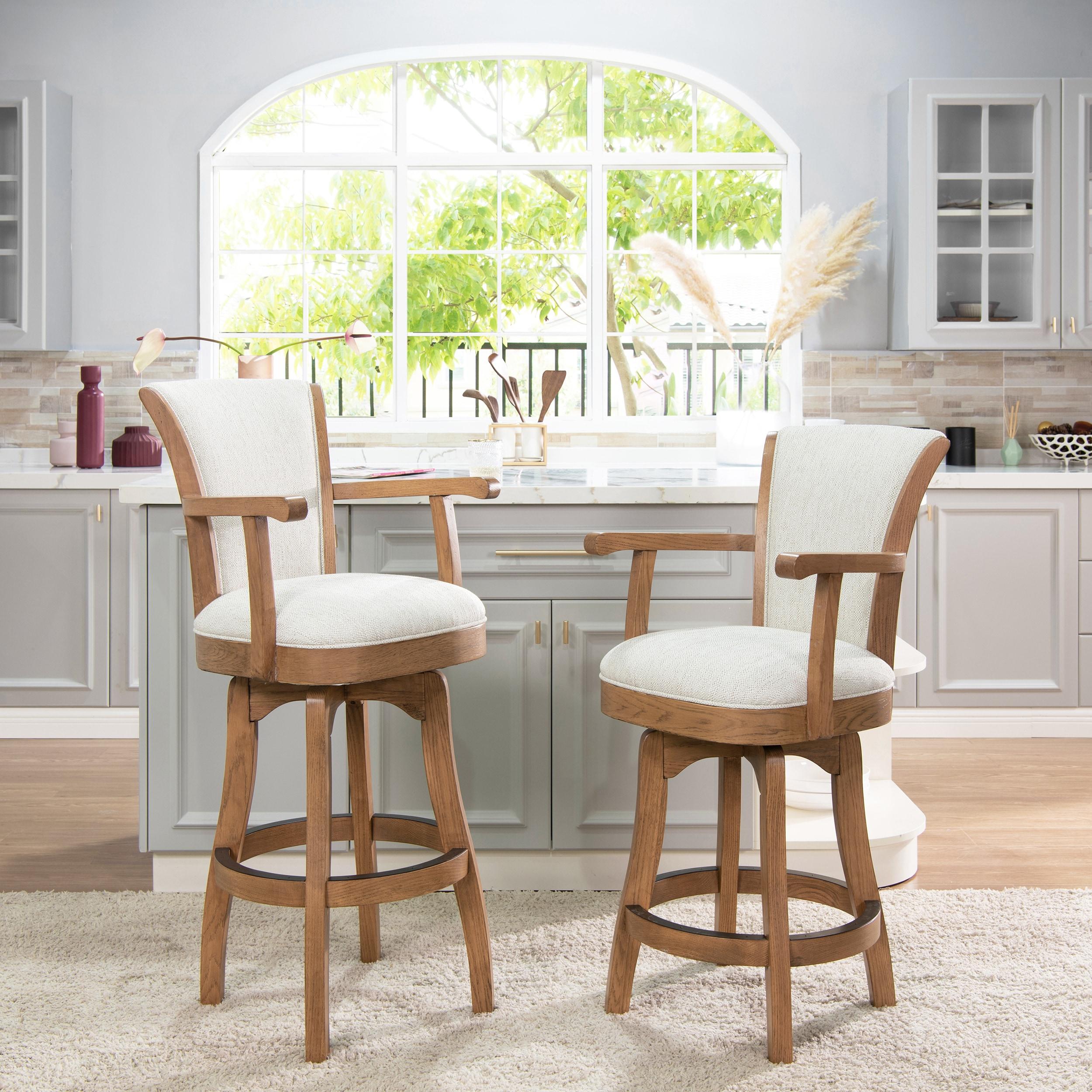 Jennifer Taylor Home Williams 31" Swivel Bar Stool with Armrests White Pepper