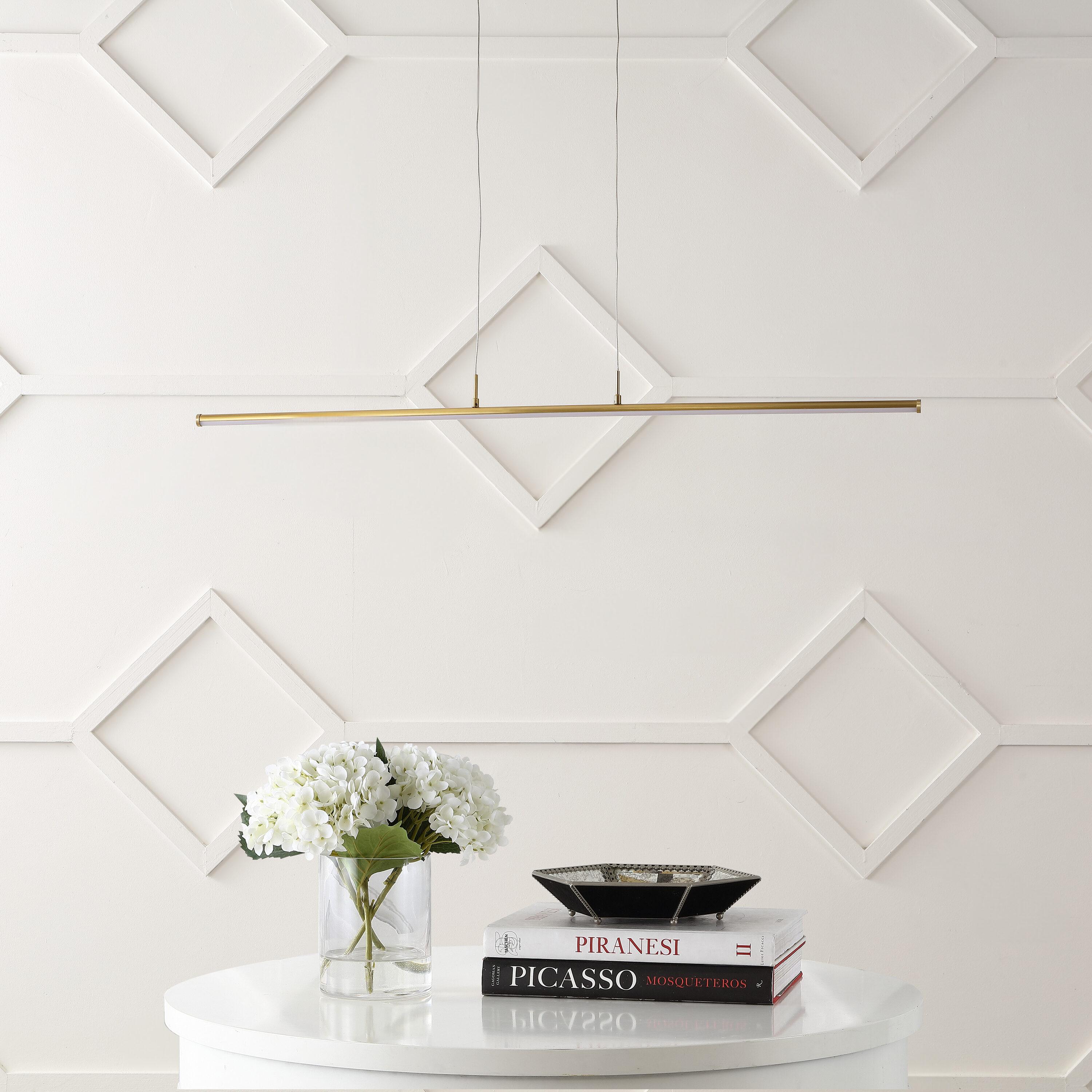 JONATHAN Y JYL7023C Conley 39.5" Adjustable Integrated LED Metal Linear Pendant, Brass Gold for Kitchen, Dining Room, Living Room