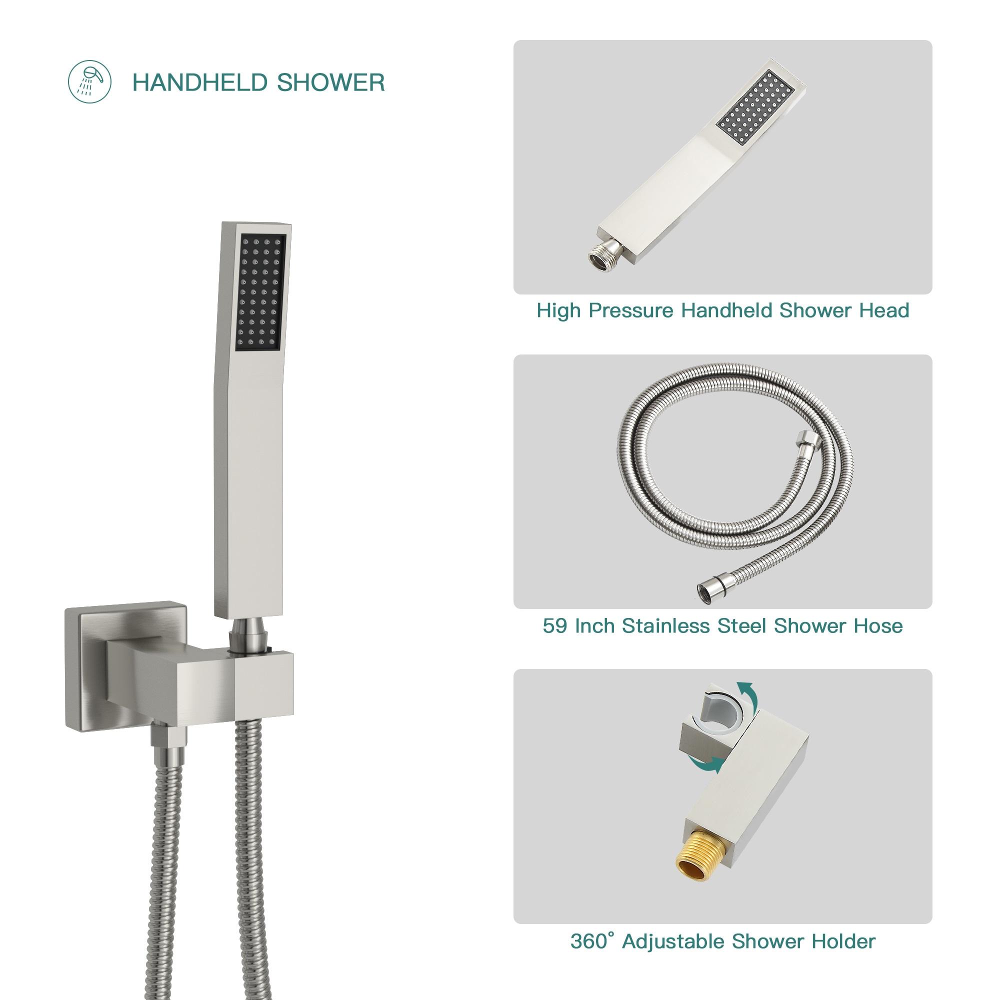 Kichae KE-KH-SLF16013-SS 12 Inch Dual Shower Head Wall Mounted Shower System with Rough-In Valve