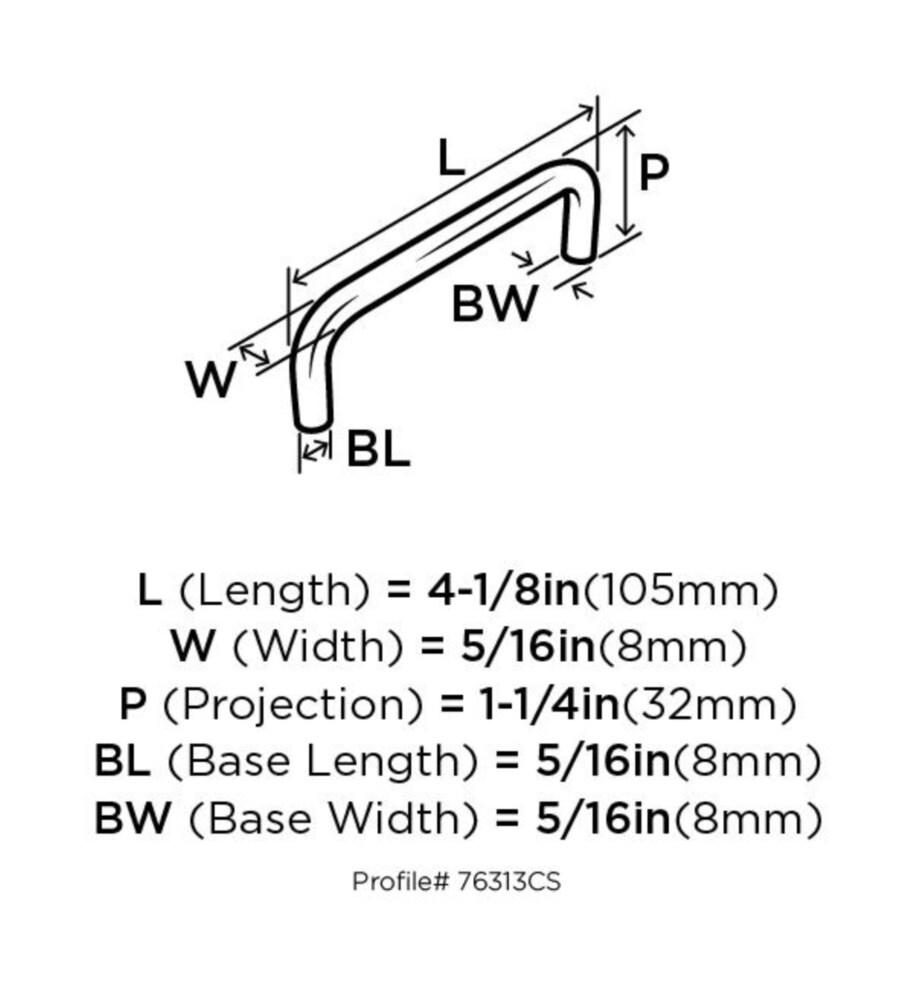 Brushed Chrome 3-3/4 Inch Cabinet Pull with Mounting Hardware
